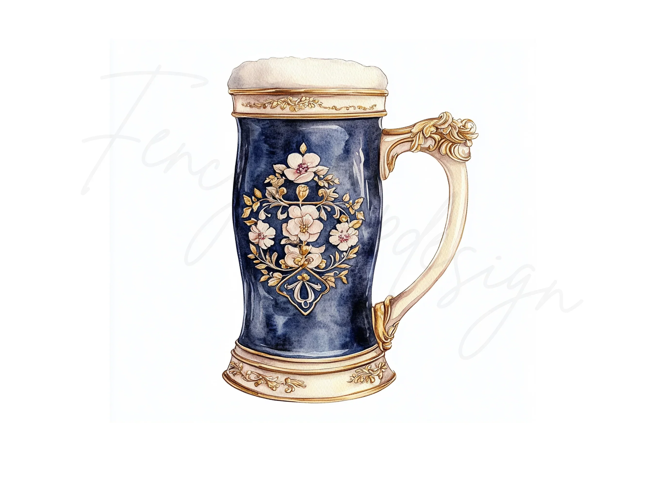 Elegant Floral Beer Steins Clipart Bundle - Image 2