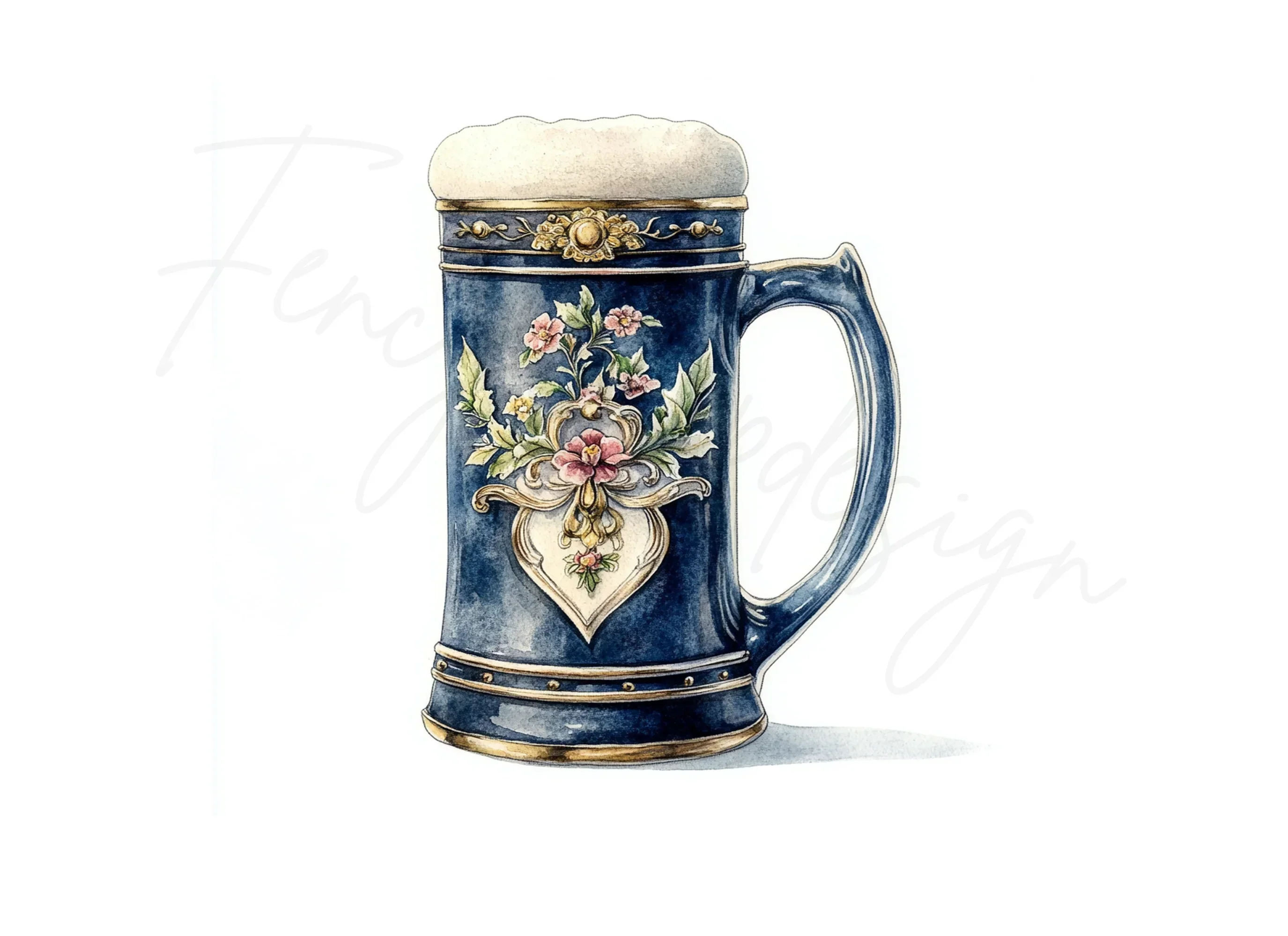 Elegant Floral Beer Steins Clipart Bundle - Image 3