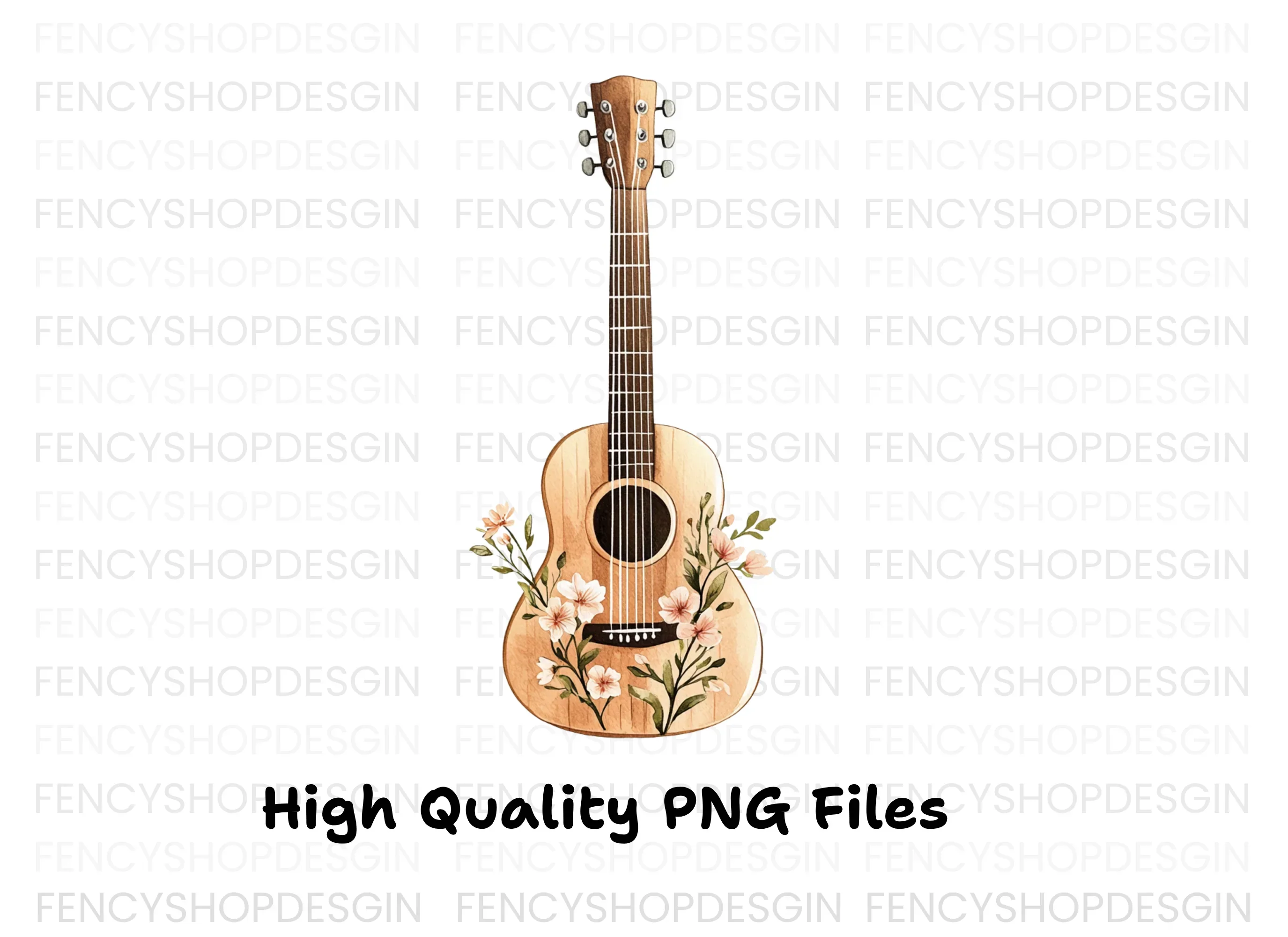 Elegant Floral Guitar Clipart Bundle - Image 3