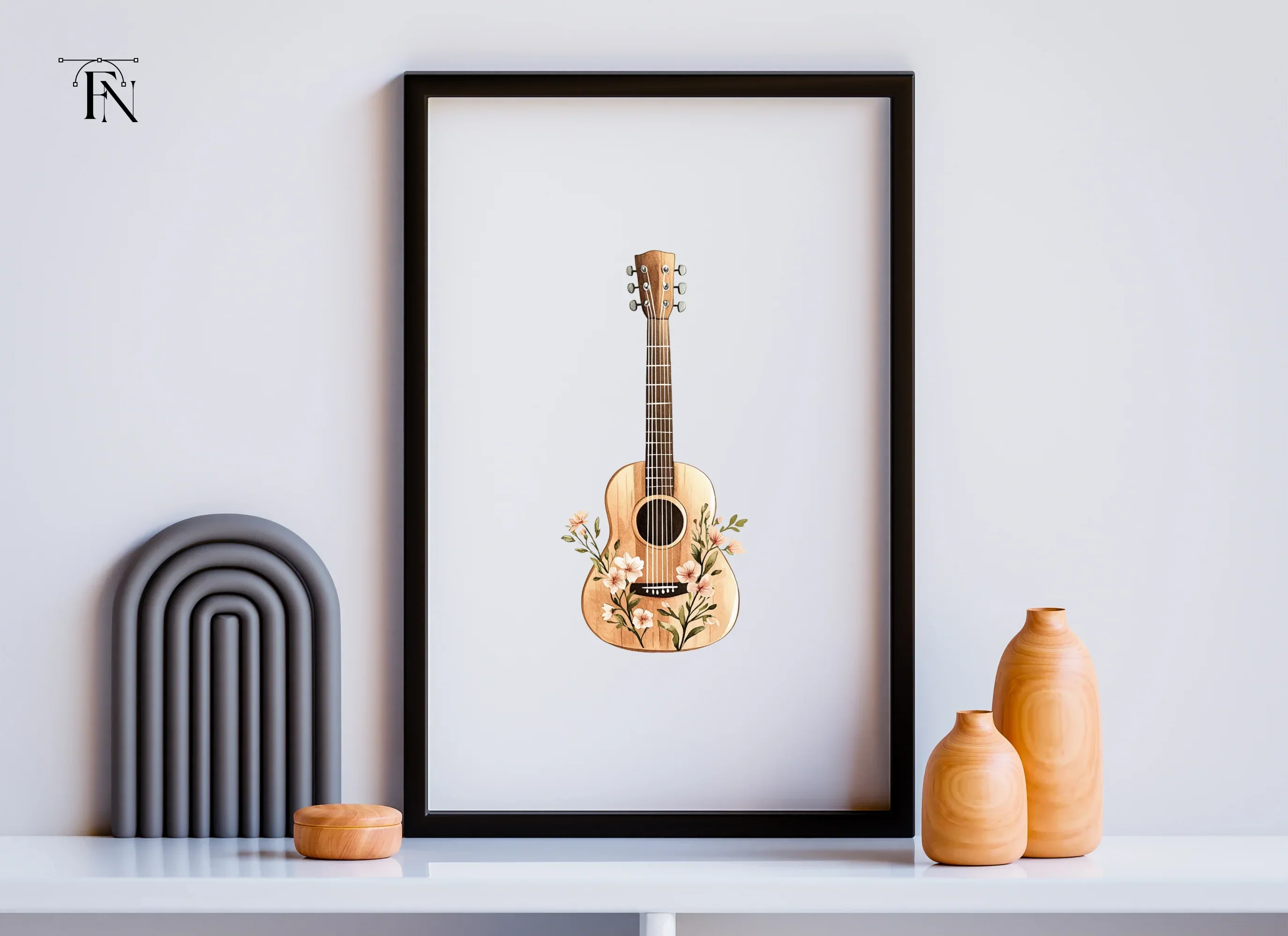 Elegant Floral Guitar Clipart Bundle - Image 6