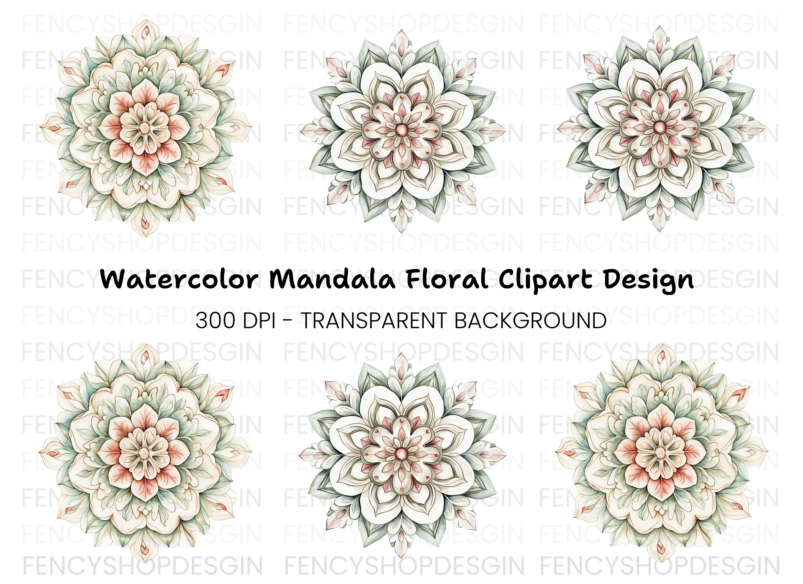 Elegant Floral Mandala Designs Clipart Bundle
