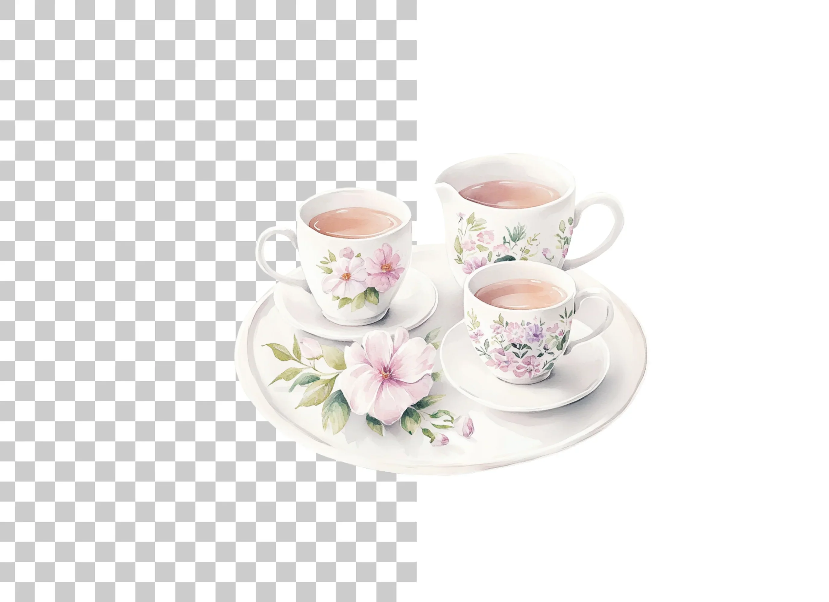 Elegant Floral Tea Clipart Bundle - Image 2