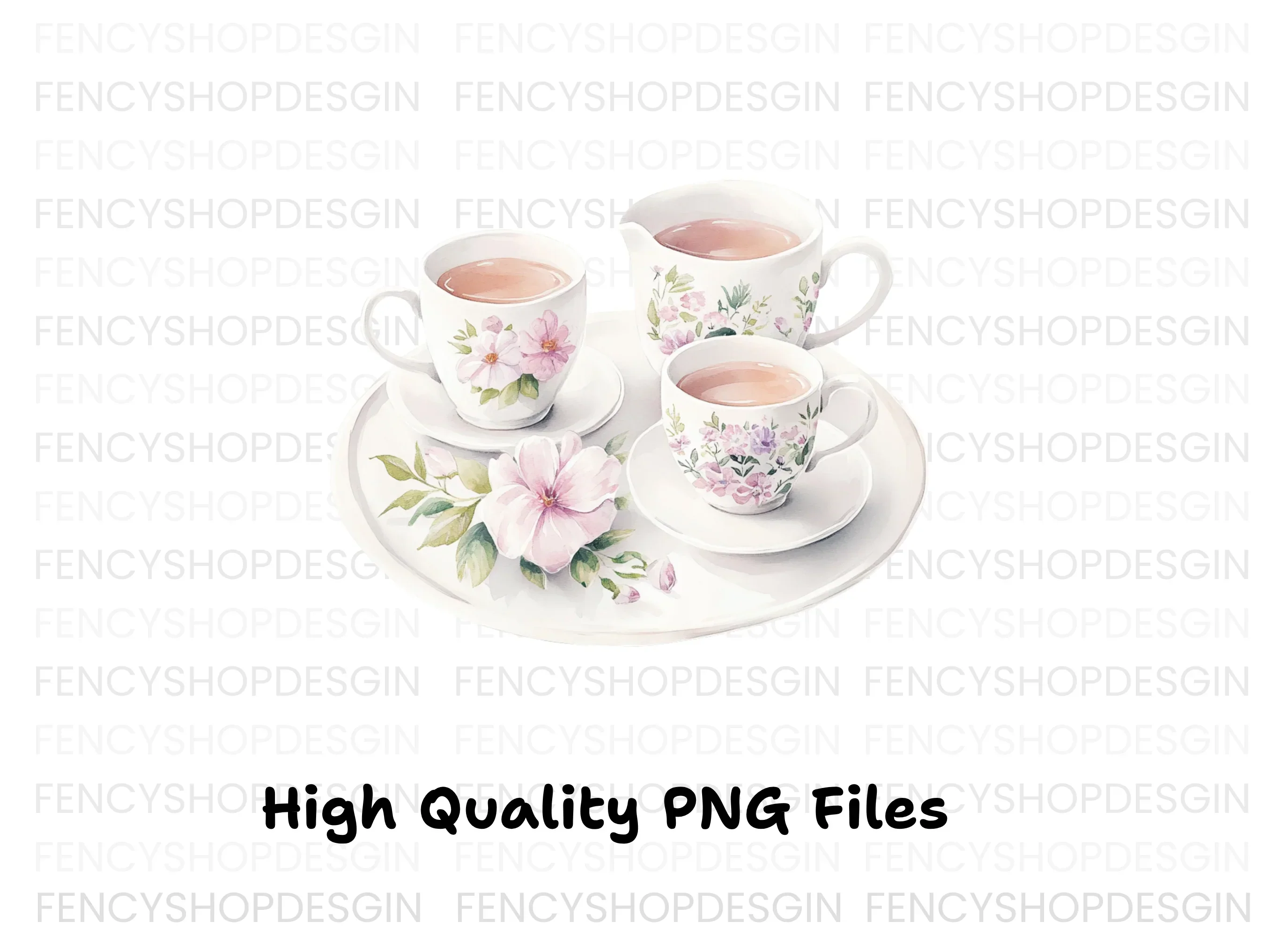 Elegant Floral Tea Clipart Bundle - Image 3