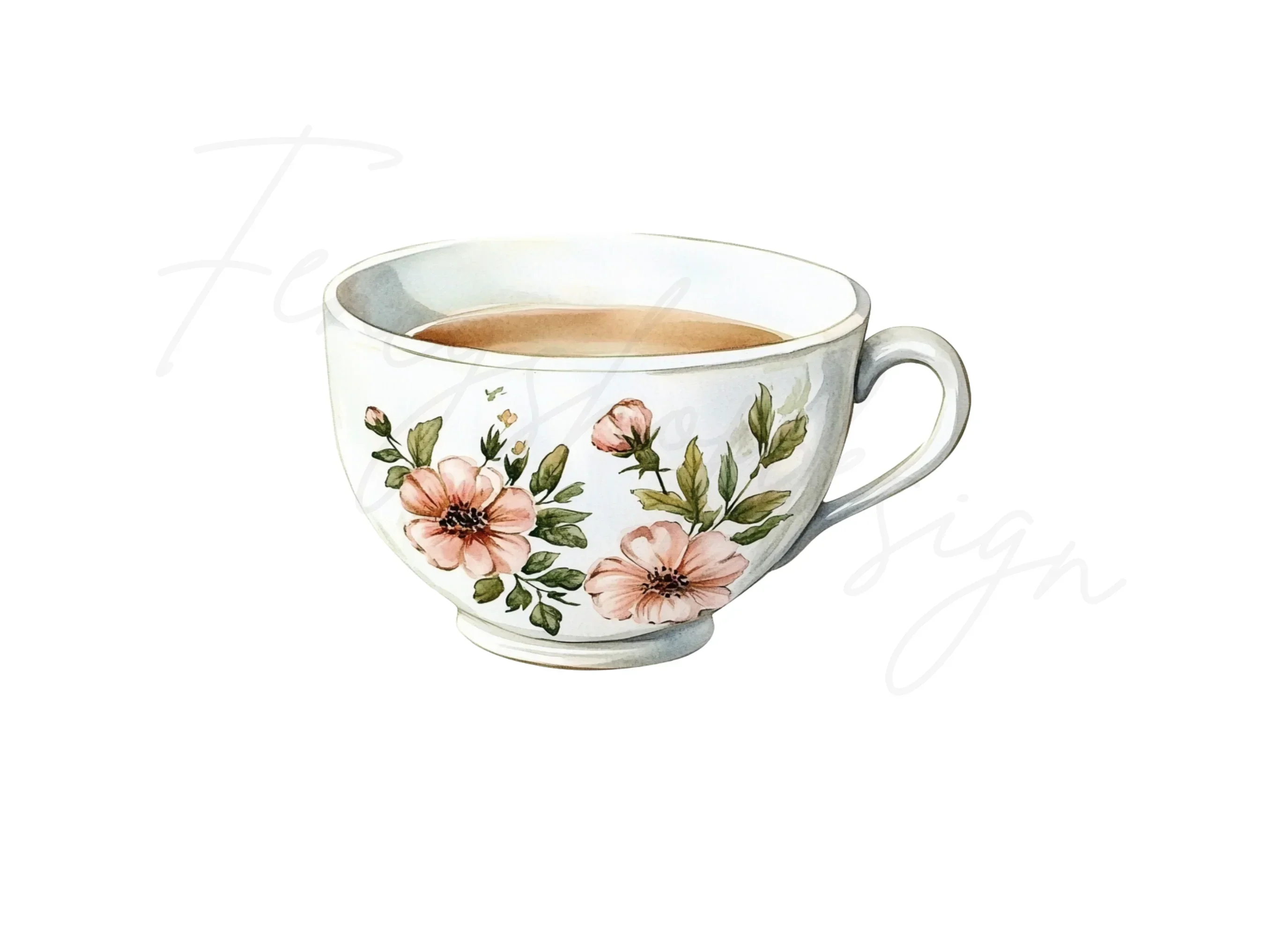 Elegant Floral Tea Cups Clipart Bundle - Image 2