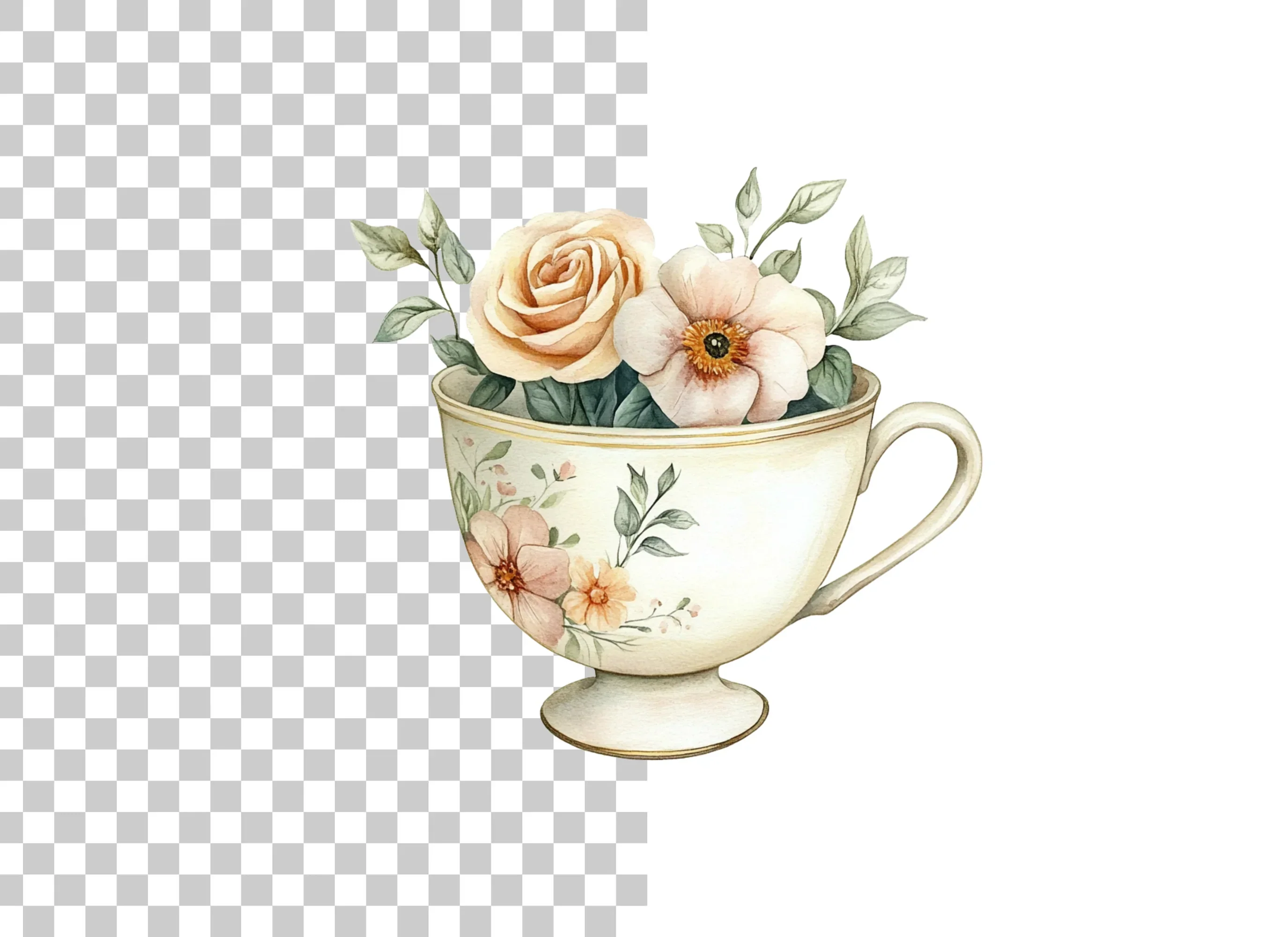 Elegant Floral Teacup Clipart Bundle - Image 2