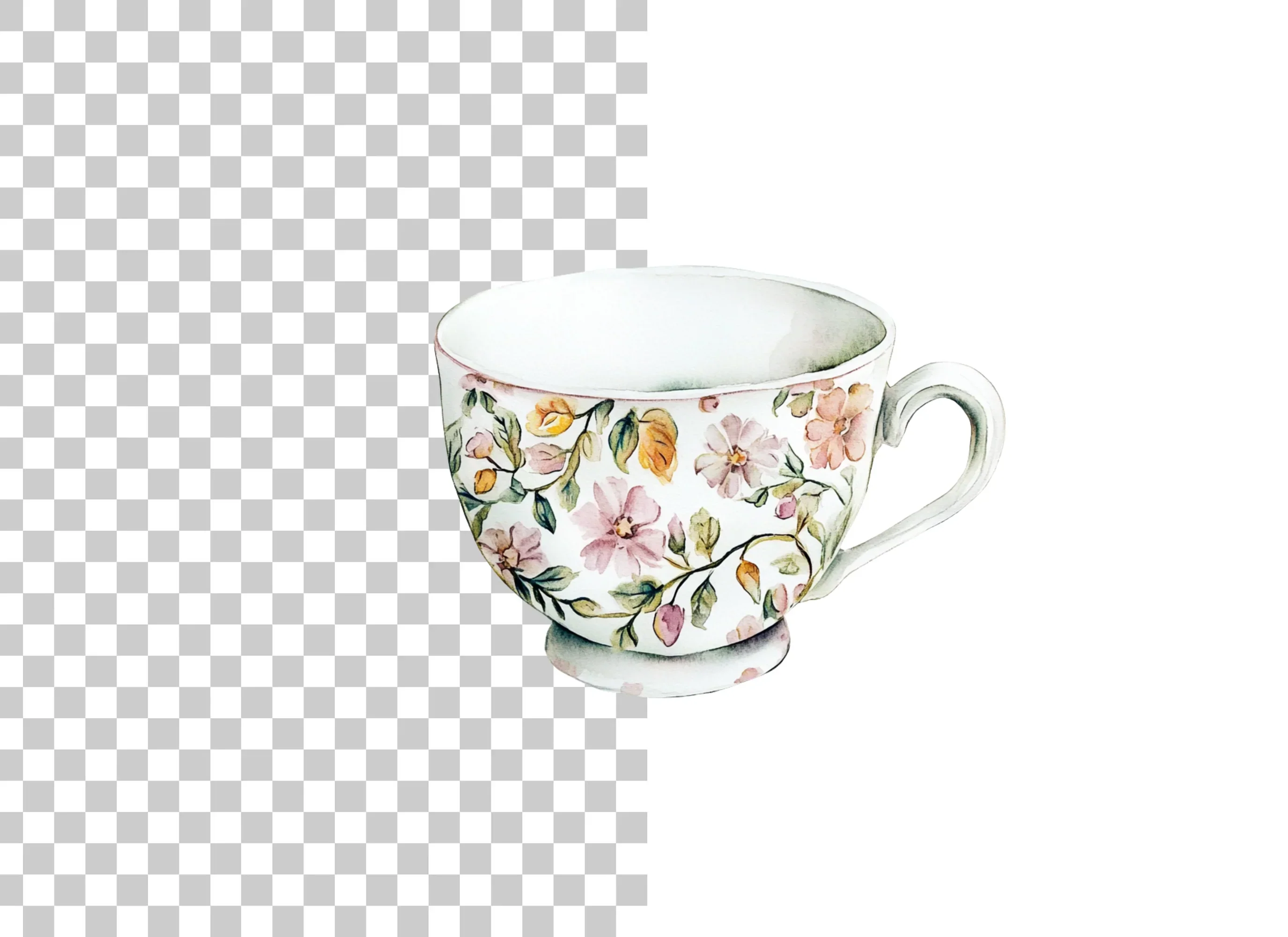 Elegant Floral Teacups Clipart Bundle - Image 2