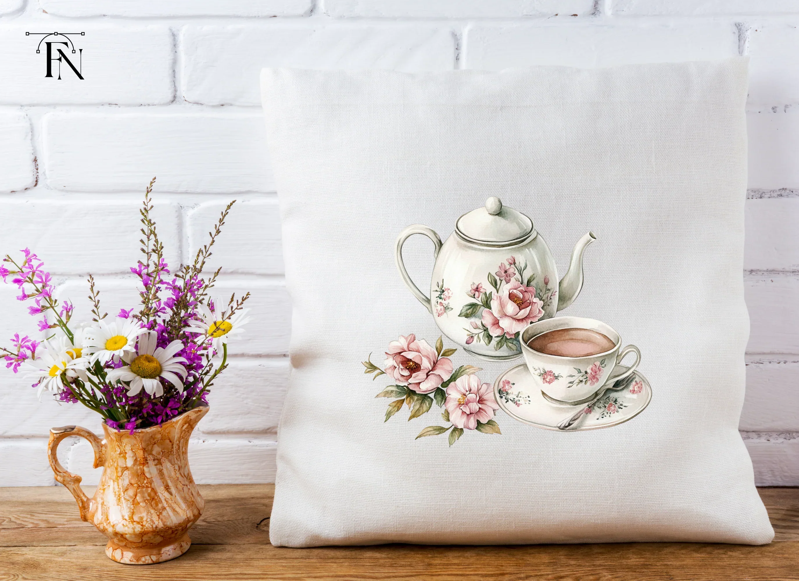 Elegant Floral Teapot and Teacup Clipart Bundle - Image 5
