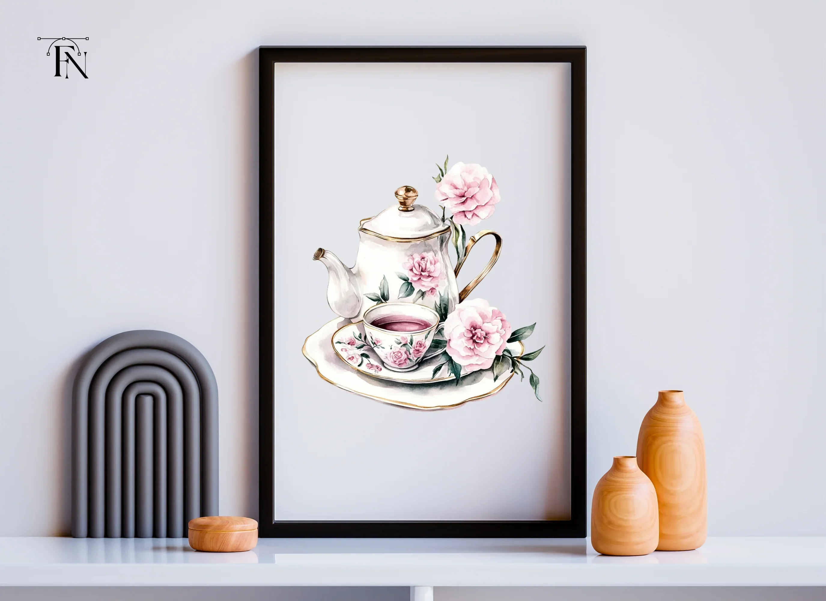 Elegant Floral Teapot and Teacup Clipart Bundle - Image 6