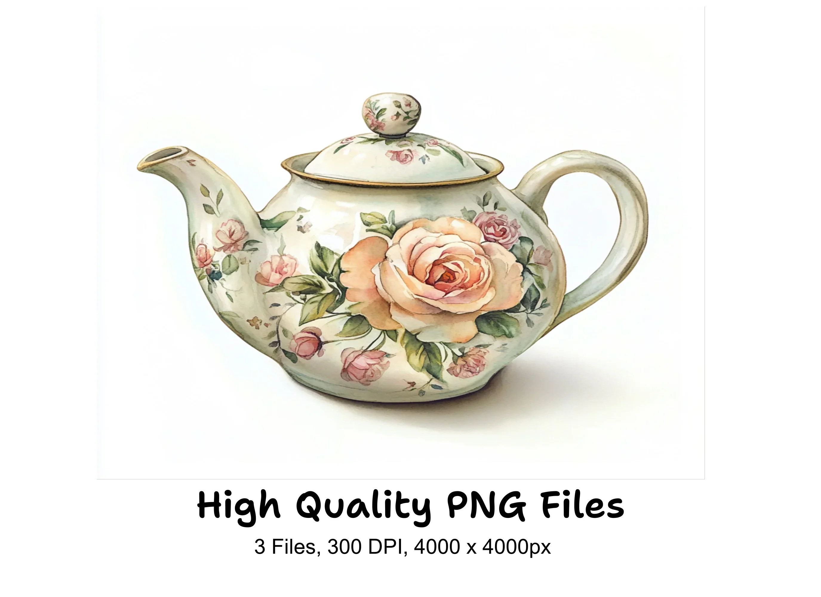 Elegant Floral Teapot Clipart Bundle