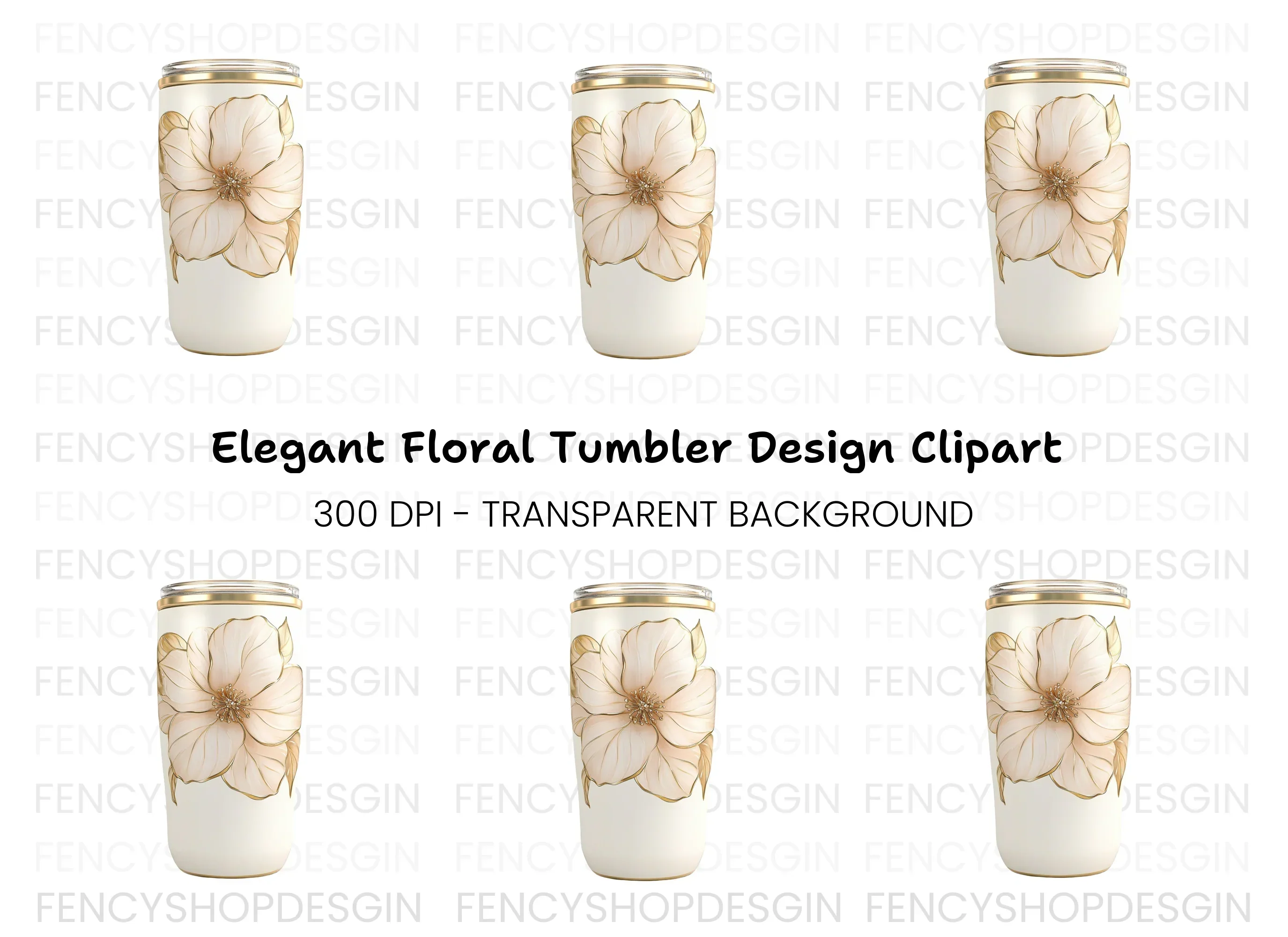 Elegant Floral Tumbler Clipart Bundle