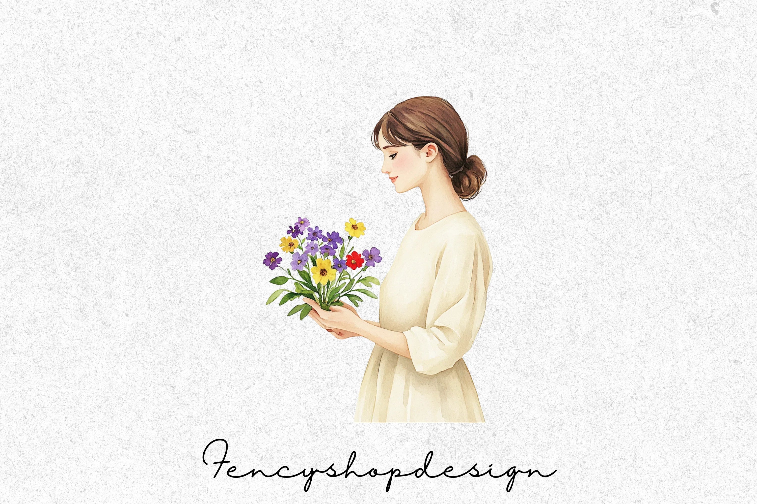 Elegant Floral Women Clipart Bundle - Image 3