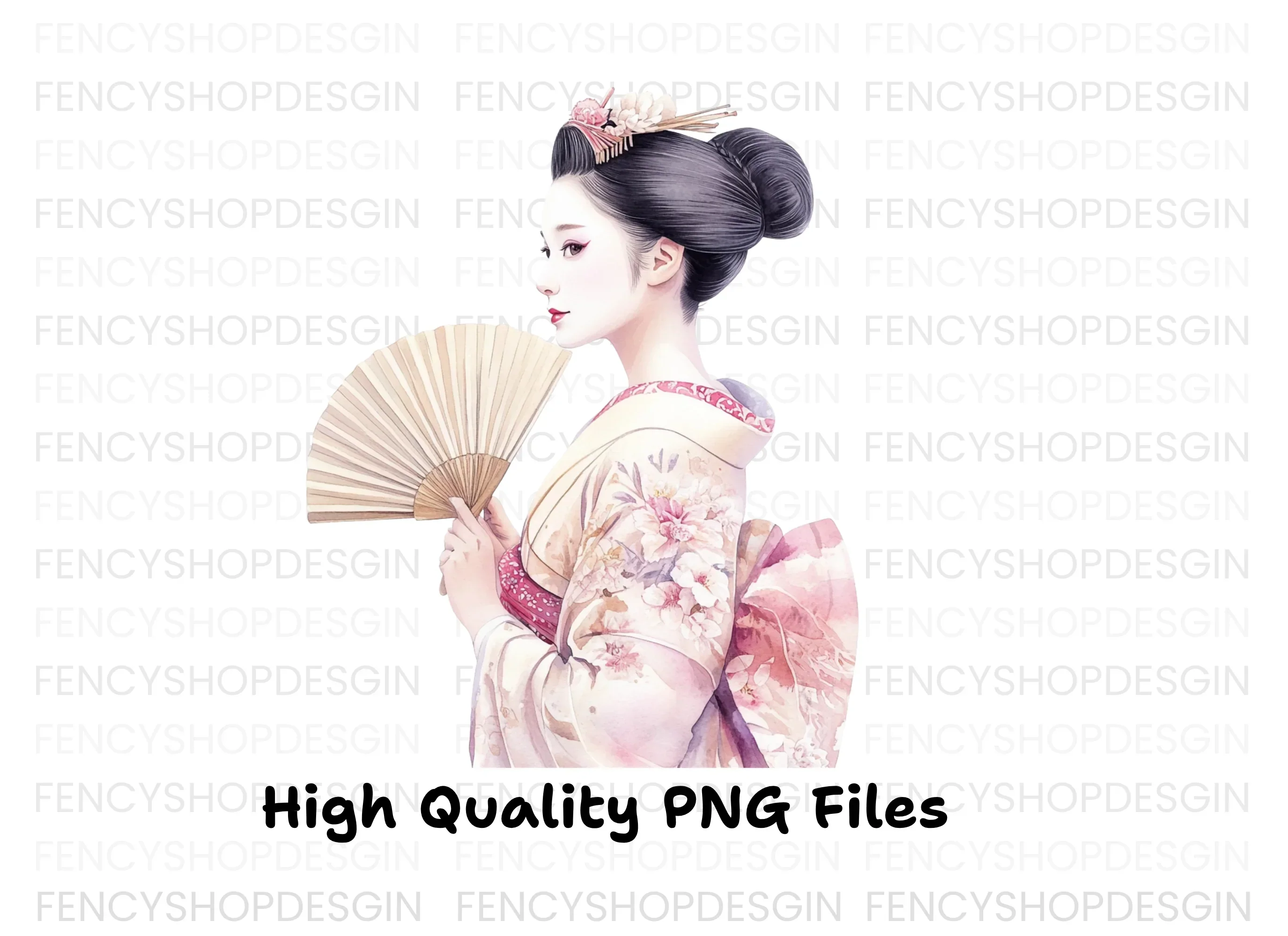 Elegant Geisha With Fan Clipart Bundle - Image 4