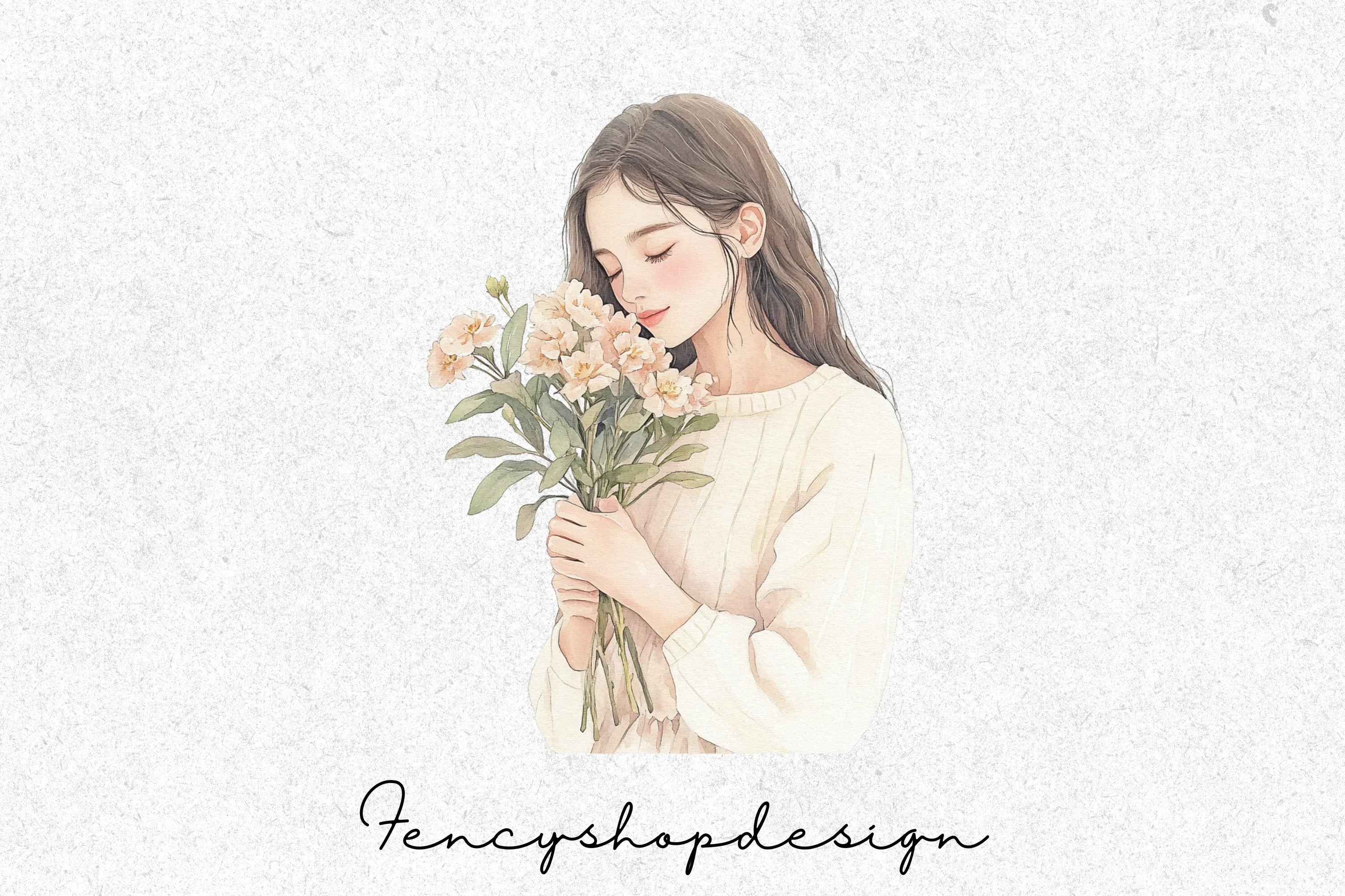 Elegant Girls with Flowers Clipart Bundle - Image 4