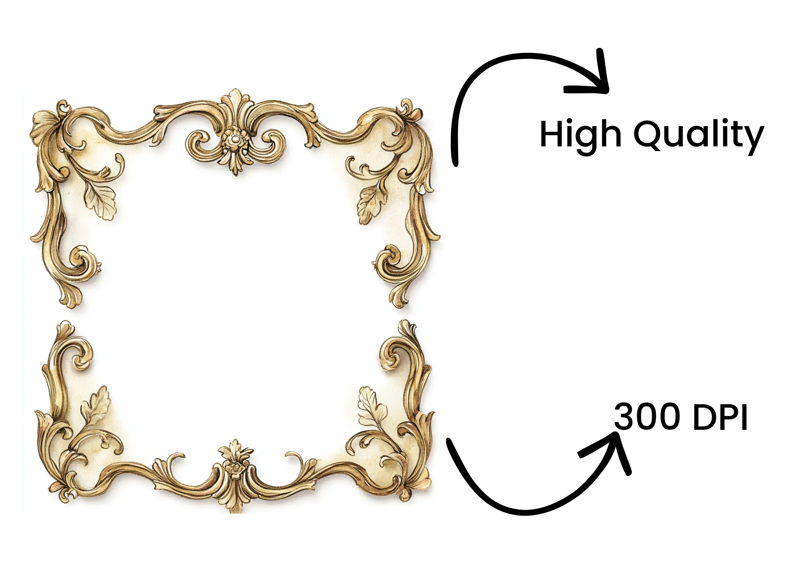 Elegant Gold Baroque Frames Clipart Bundle - Image 4