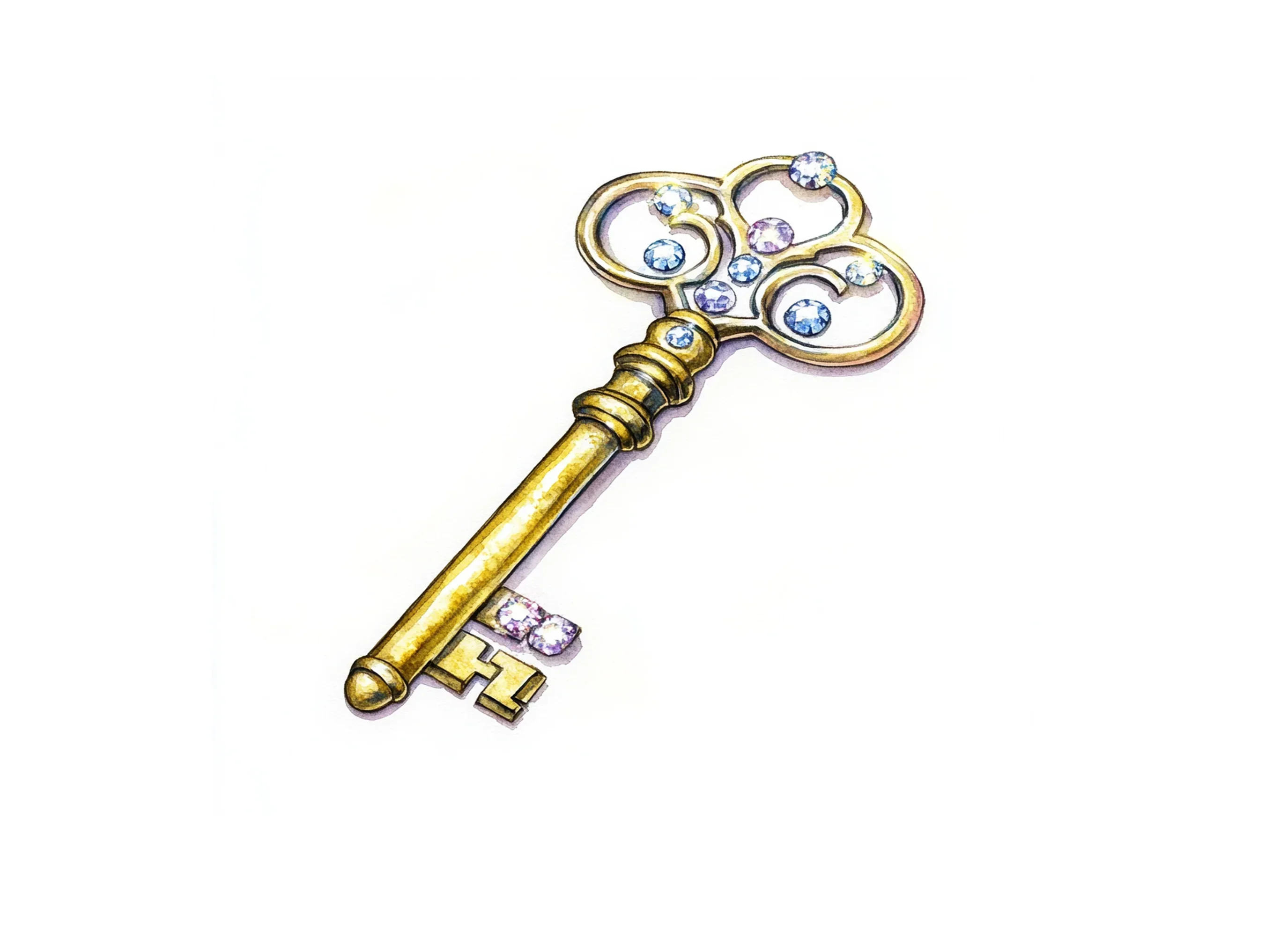 Elegant Gold Keys with Gemstone Clipart Bundle - Image 3
