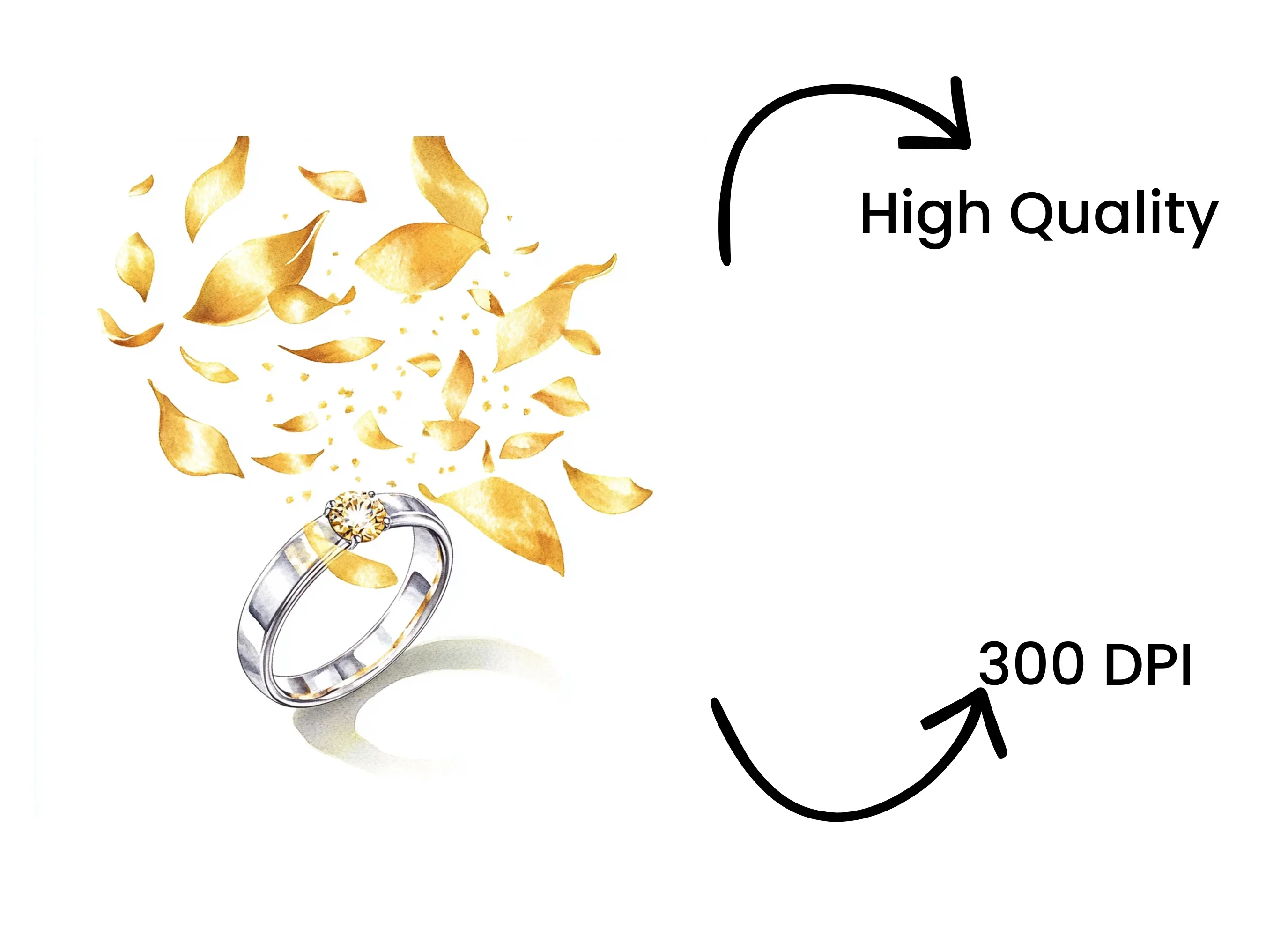 Elegant Gold Petal Wedding Rings Clipart Bundle - Image 4