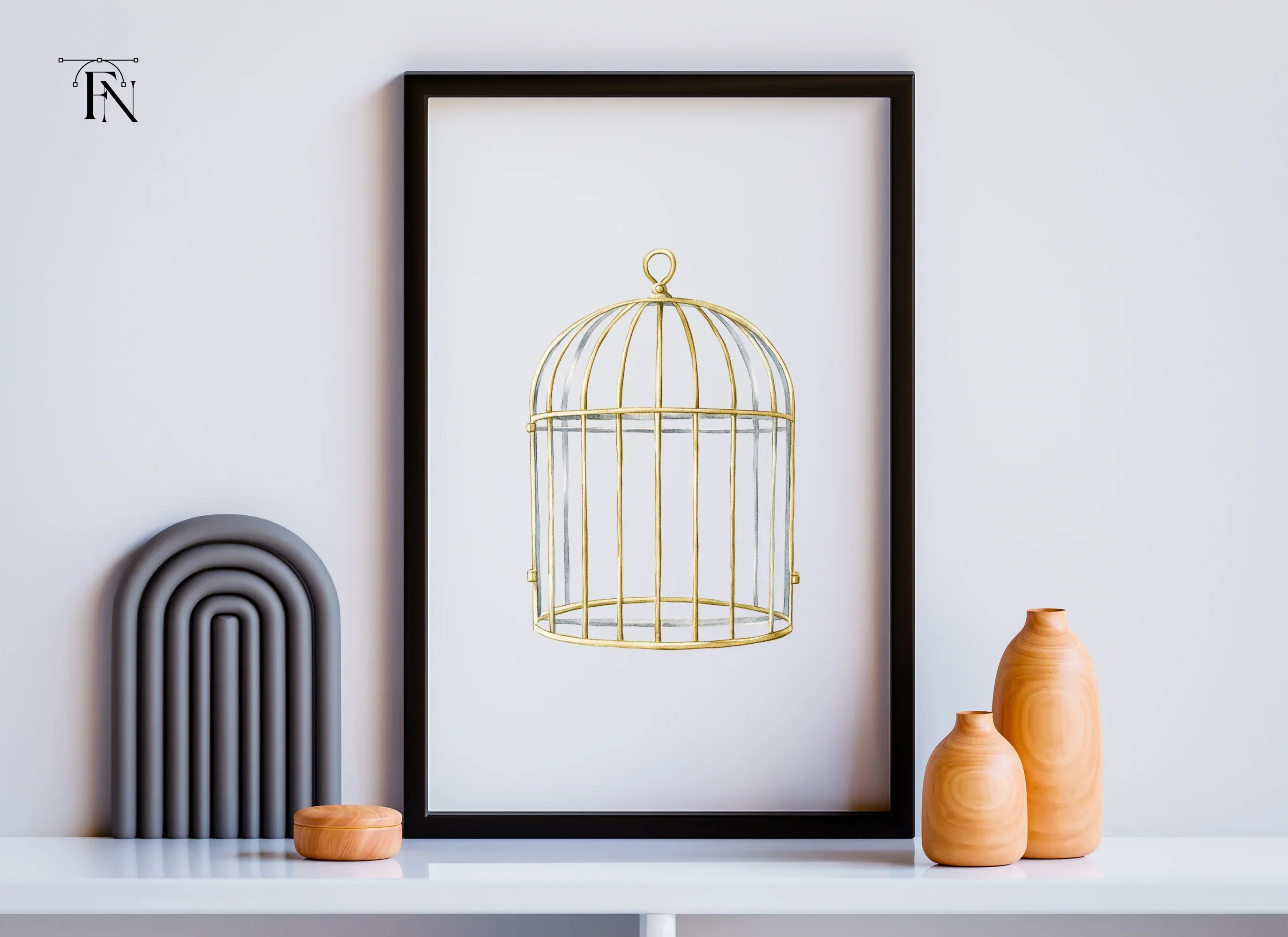 Elegant Golden Bird Cages Clipart Bundle - Image 6