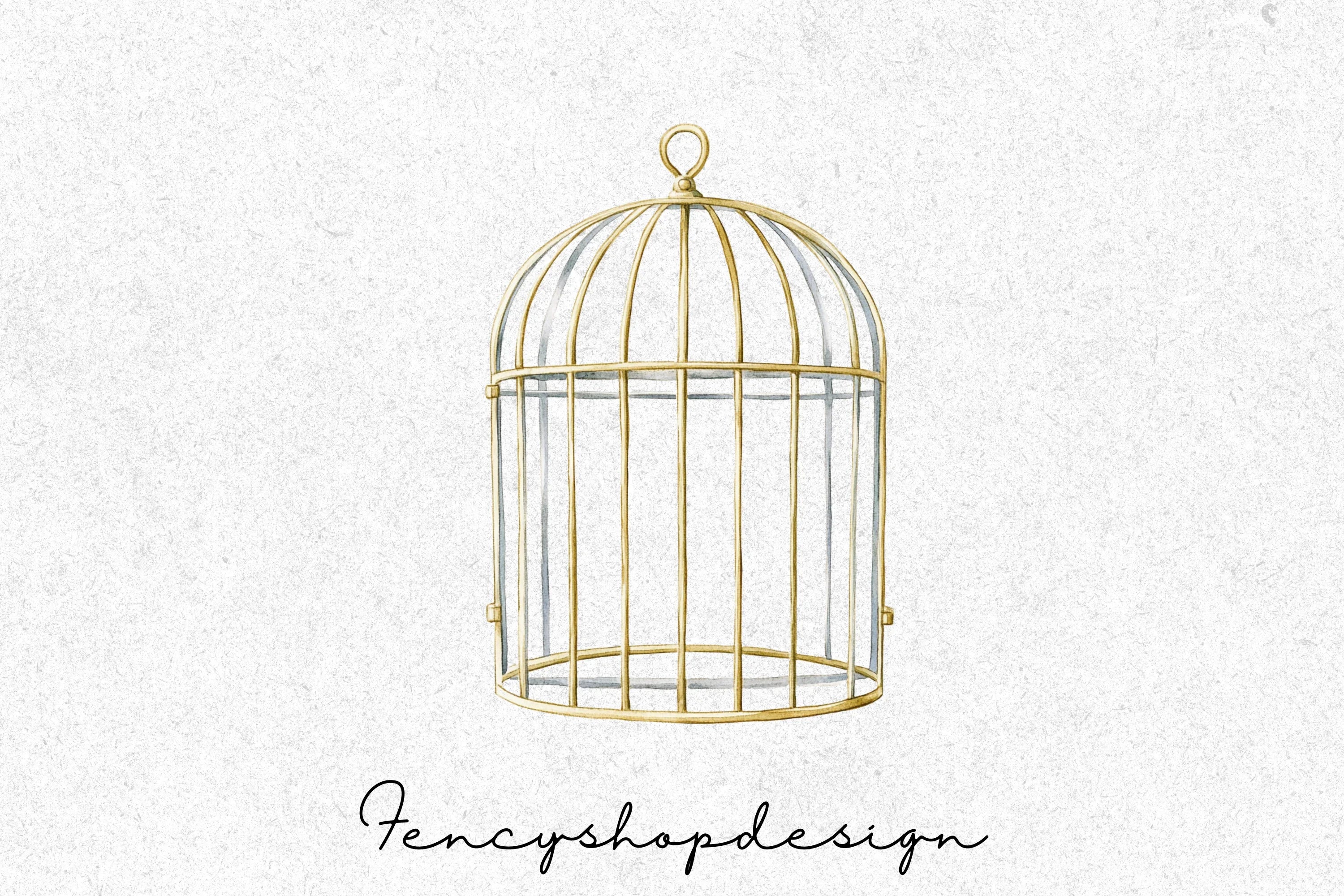 Elegant Golden Bird Cages Clipart Bundle - Image 3