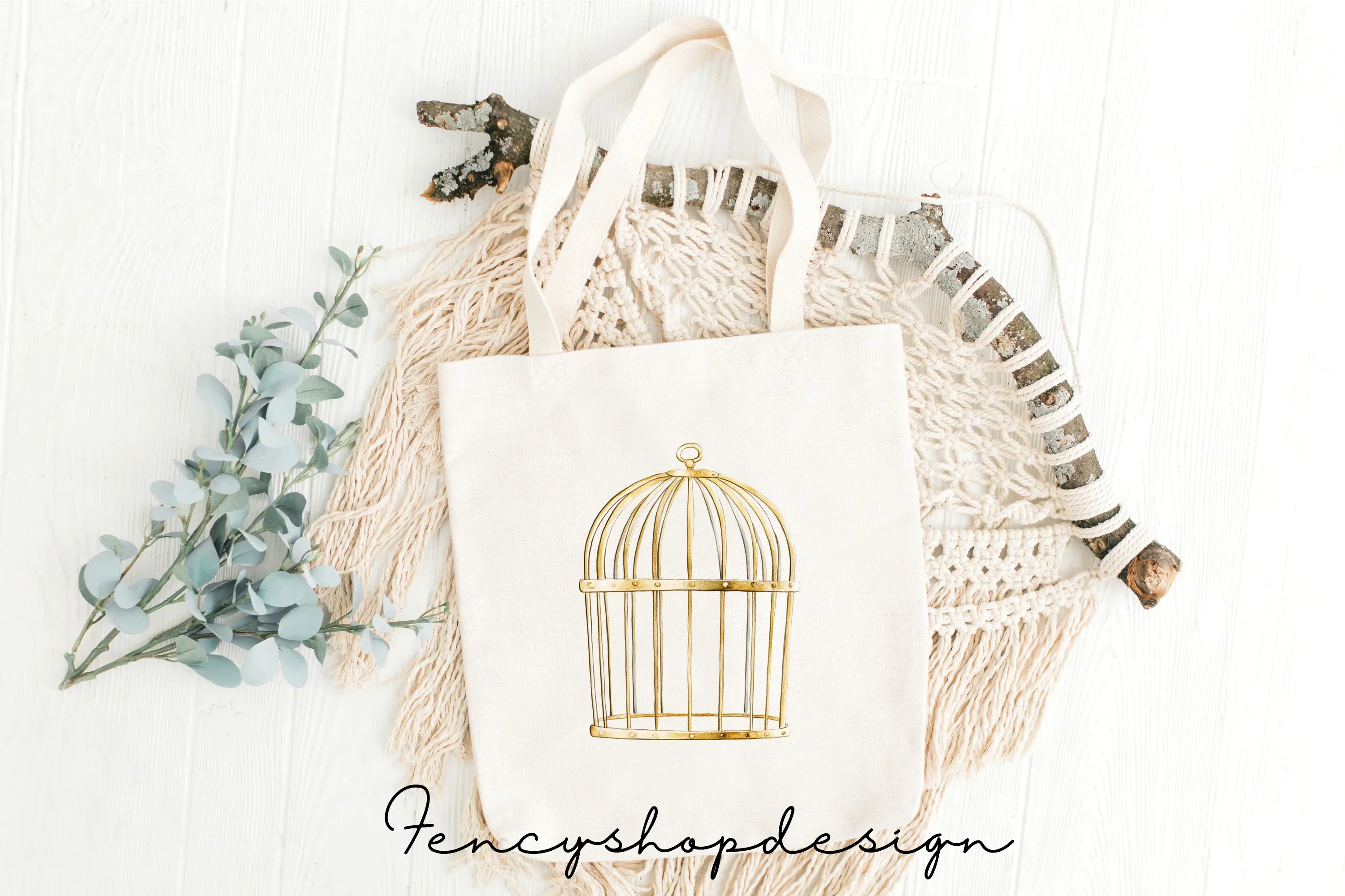 Elegant Golden Bird Cages Clipart Bundle - Image 8