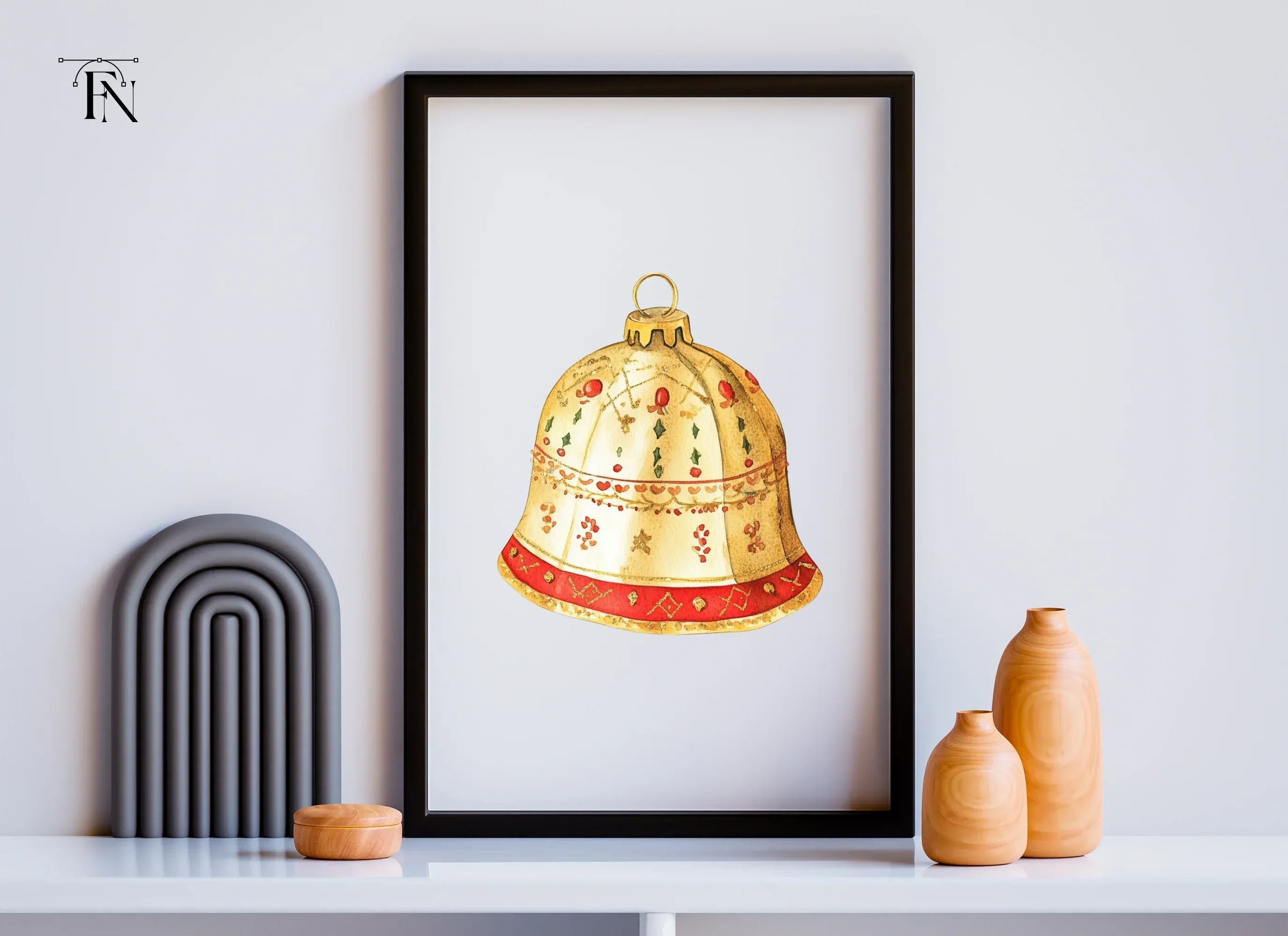 Elegant Golden Christmas Bell Clipart Bundle - Image 3