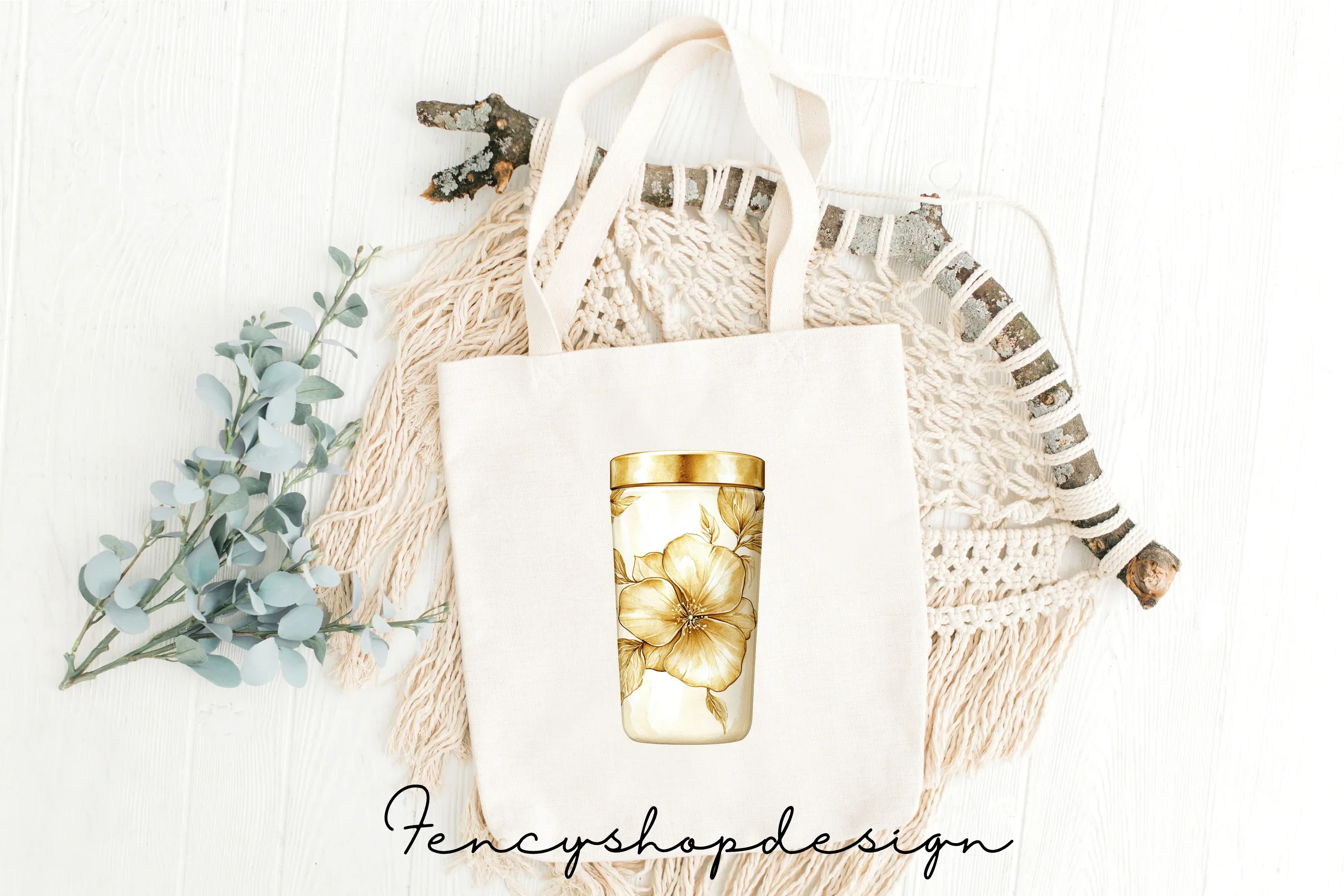 Elegant Golden Floral Tumbler Clipart Bundle - Image 7