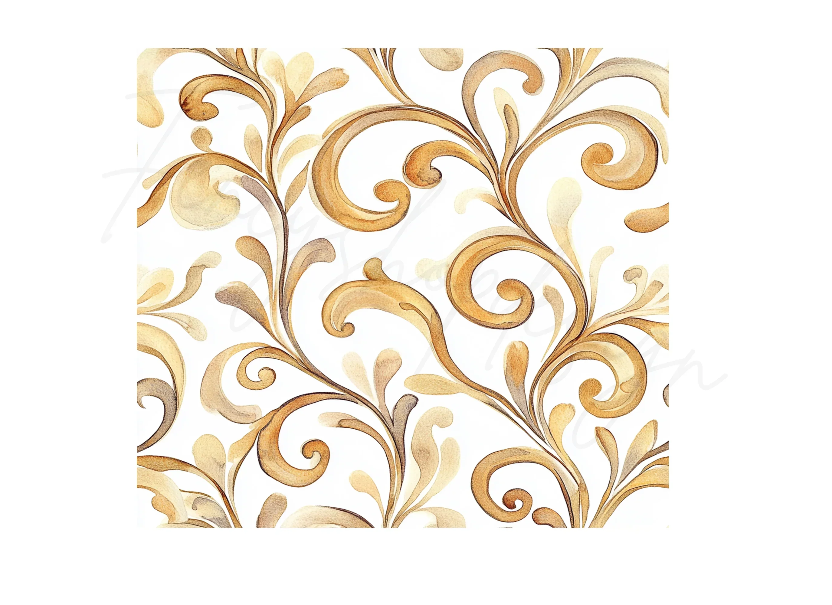 Elegant Golden Swirls Seamless Pattern Clipart Bundle - Image 3