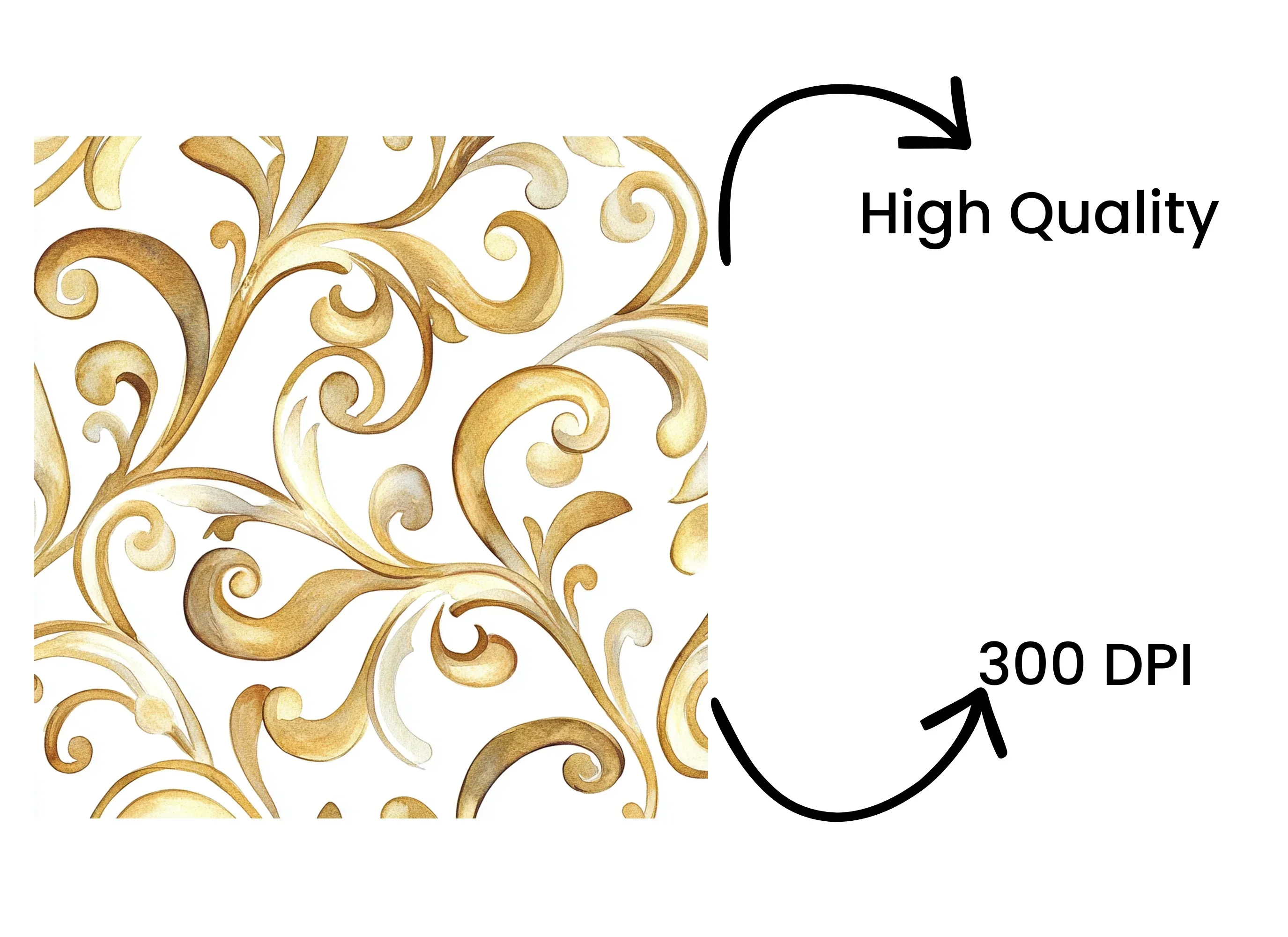 Elegant Golden Swirls Seamless Pattern Clipart Bundle - Image 4