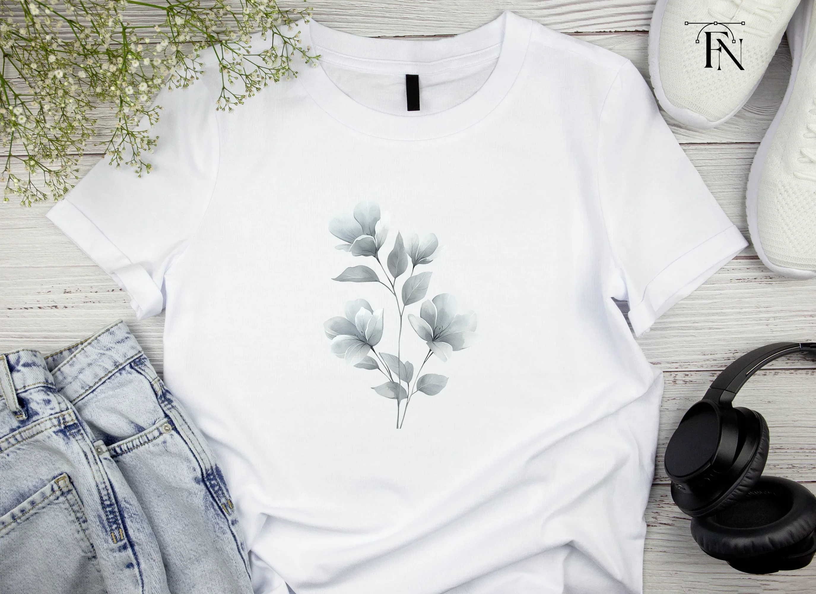 Elegant Gray Floral Clipart Bundle - Image 3
