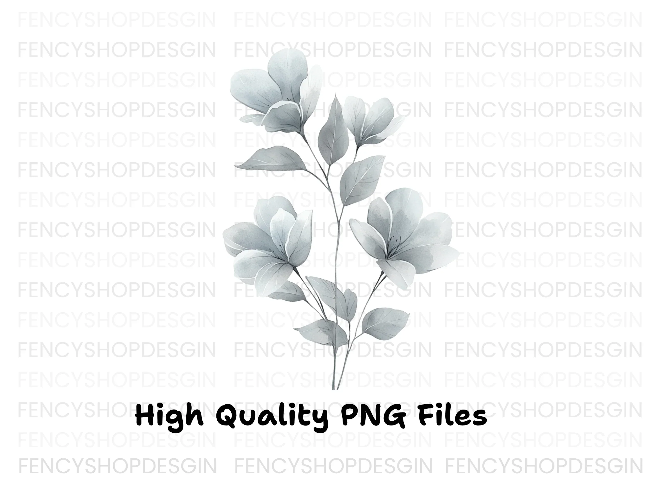 Elegant Gray Floral Clipart Bundle - Image 4