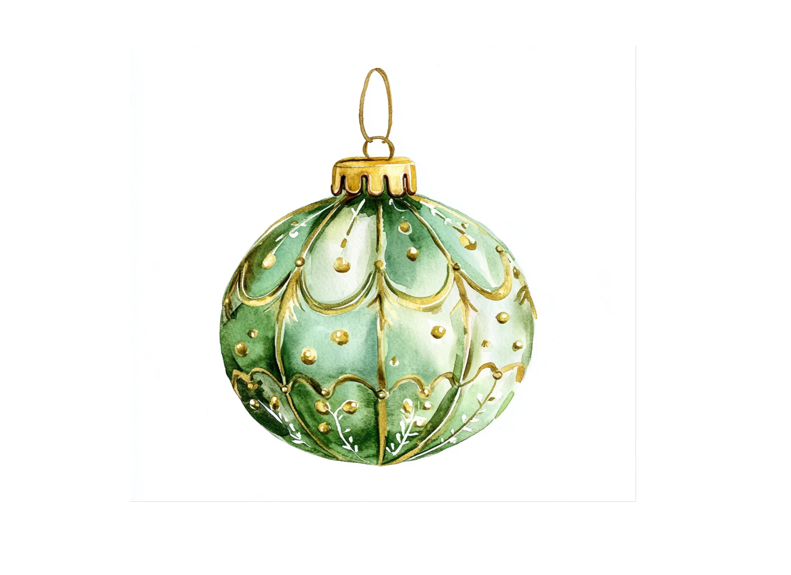 Elegant Green and Gold Christmas Baubles Clipart Bundle - Image 3
