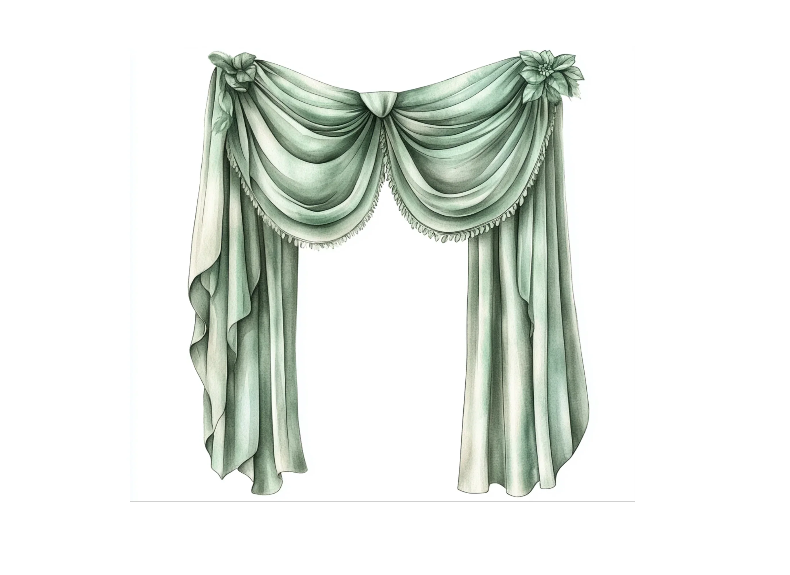 Elegant Green Curtains Clipart Bundle - Image 2