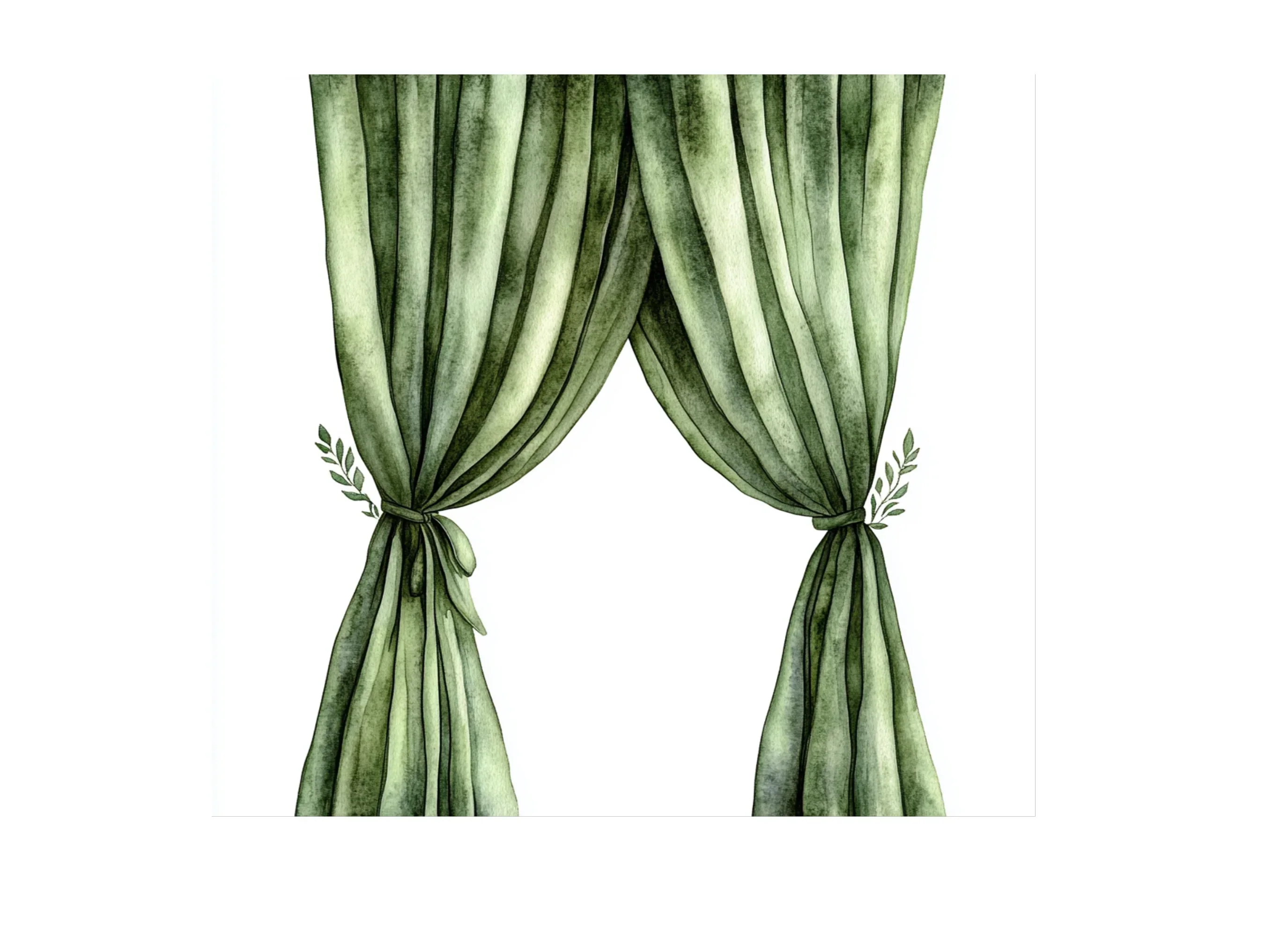 Elegant Green Curtains Clipart Bundle - Image 3