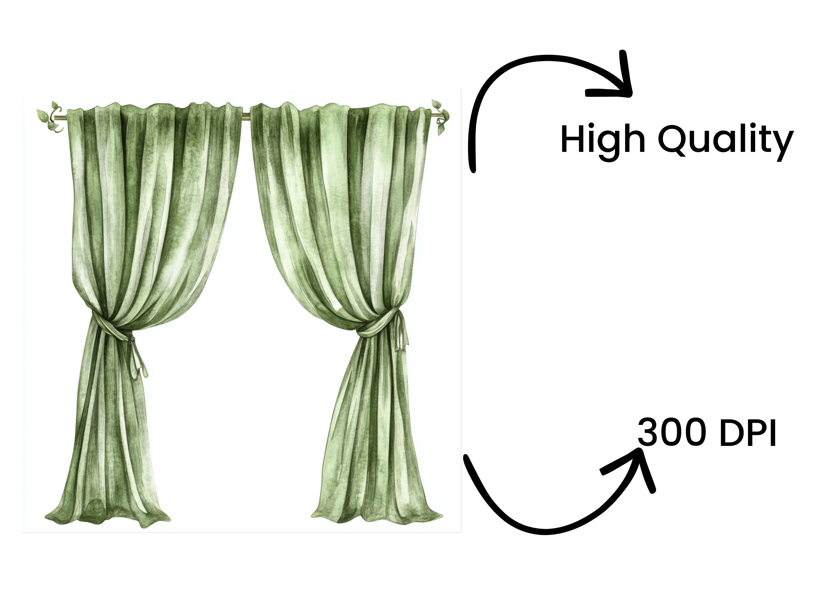 Elegant Green Curtains Clipart Bundle - Image 4