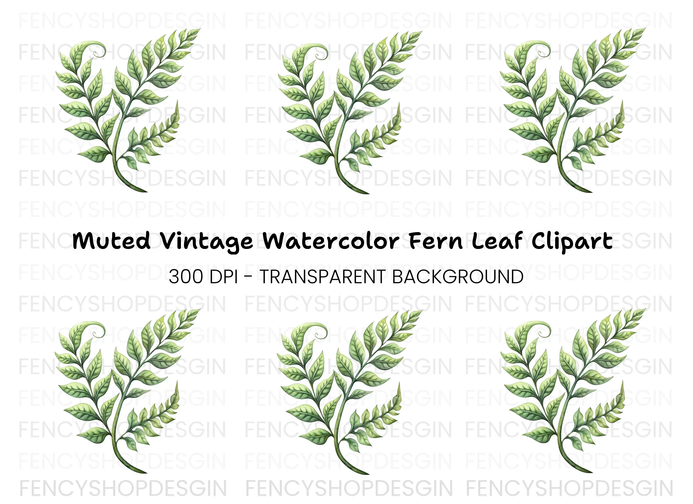 Elegant Green Fern Branch Clipart Bundle