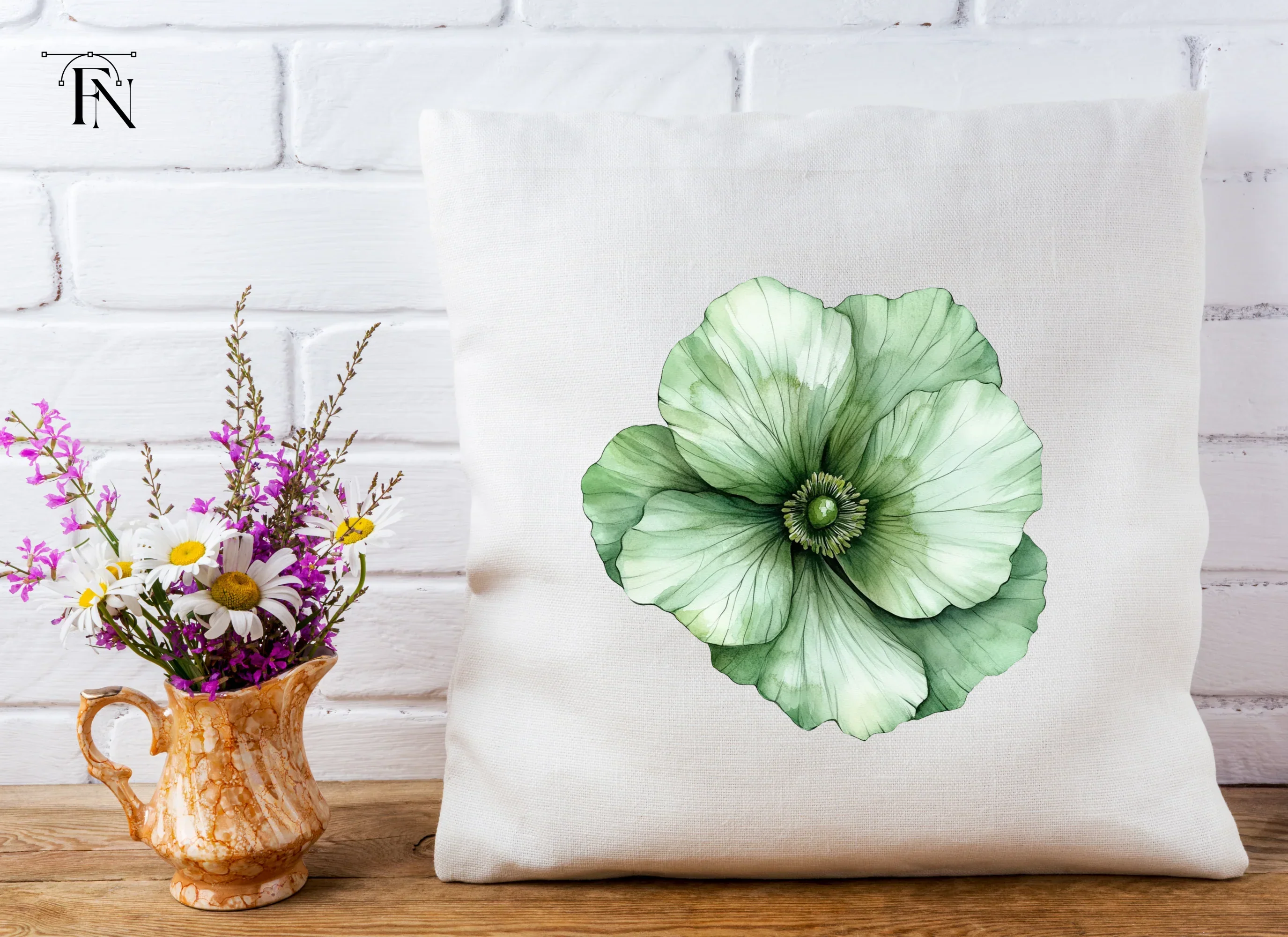 Elegant Green Peony Flower Clipart Bundle - Image 5