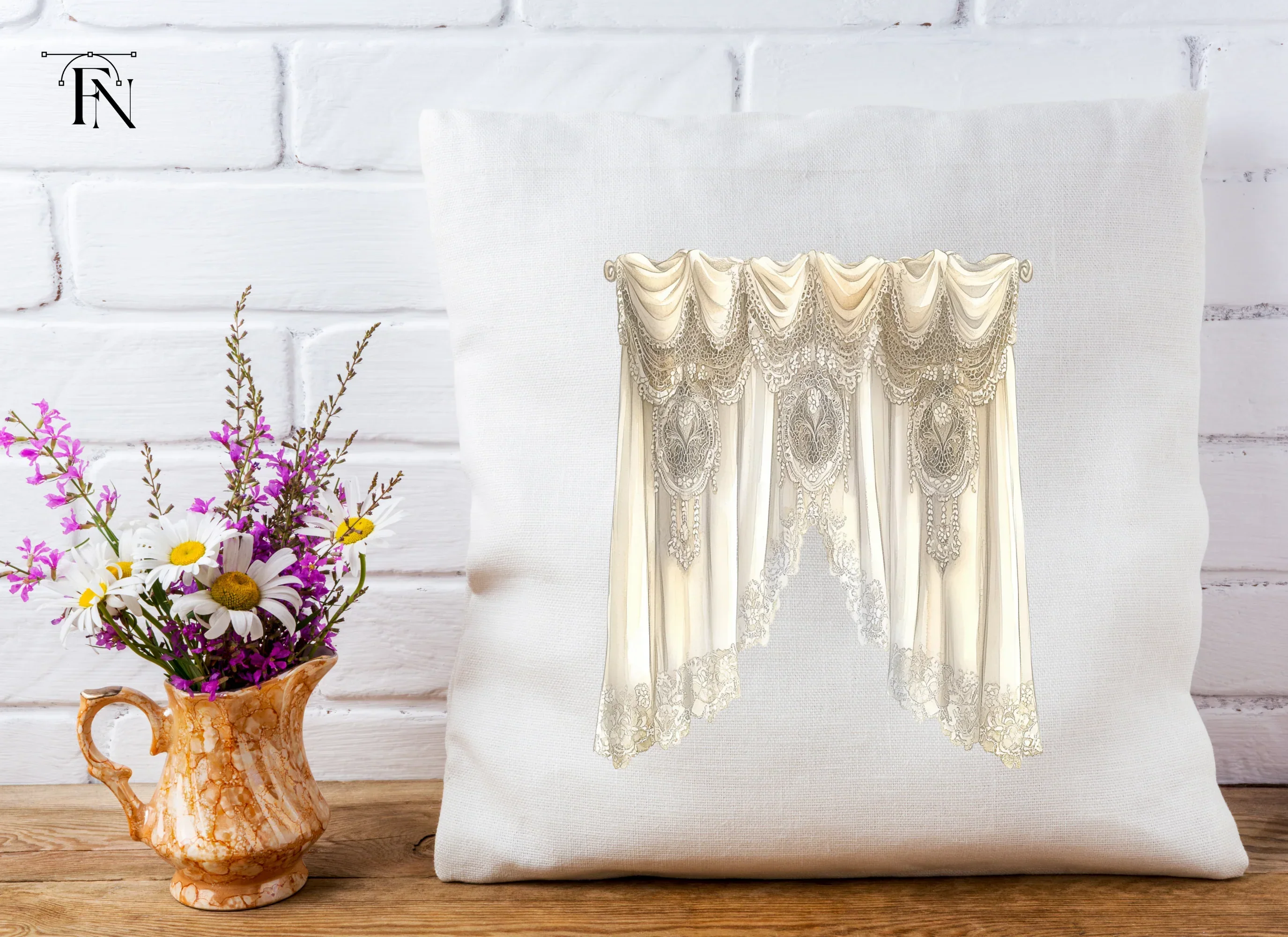 Elegant Lace Valance Curtain Clipart Bundle - Image 6