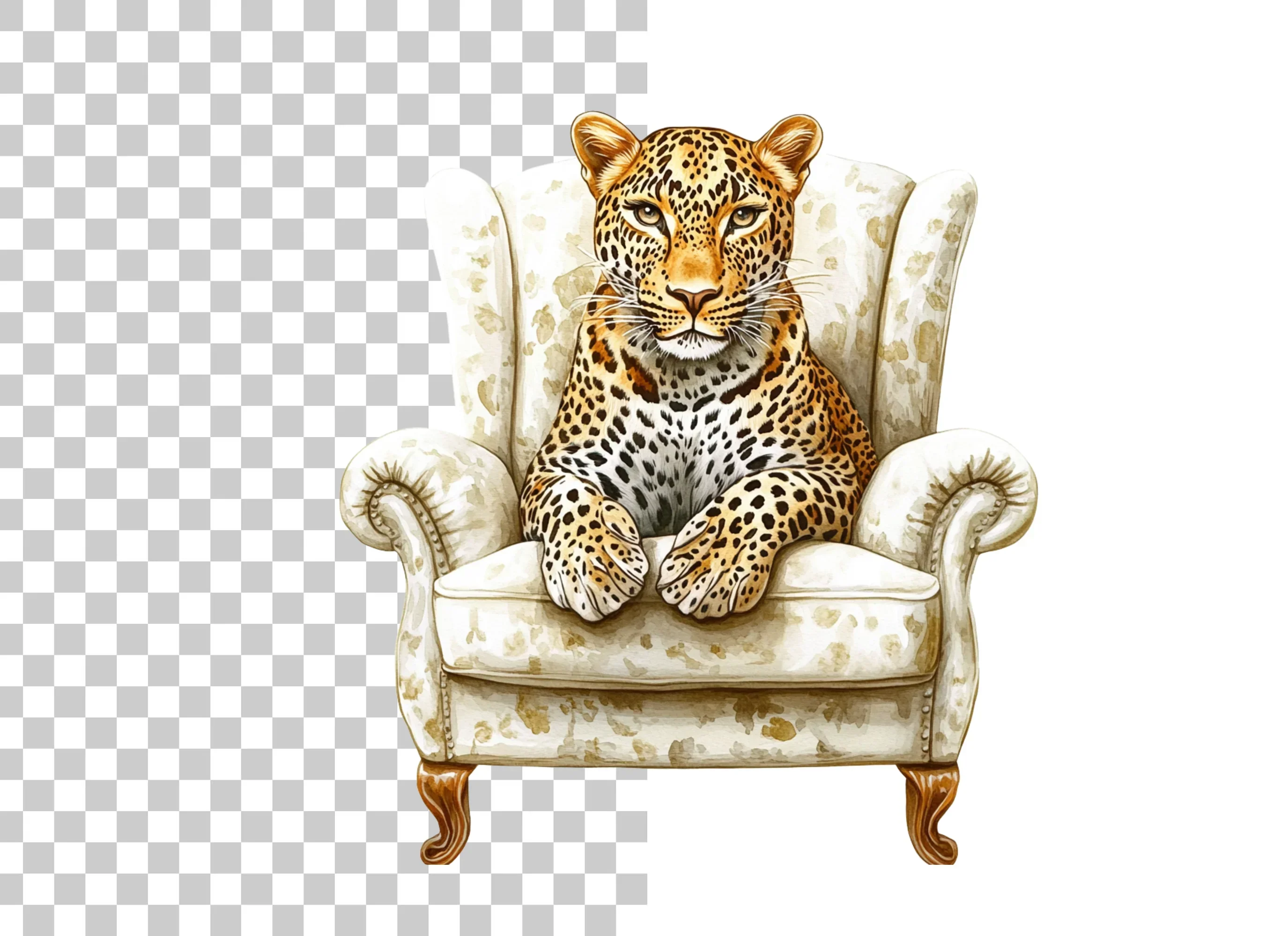 Elegant Leopard in Armchair Clipart Bundle - Image 2