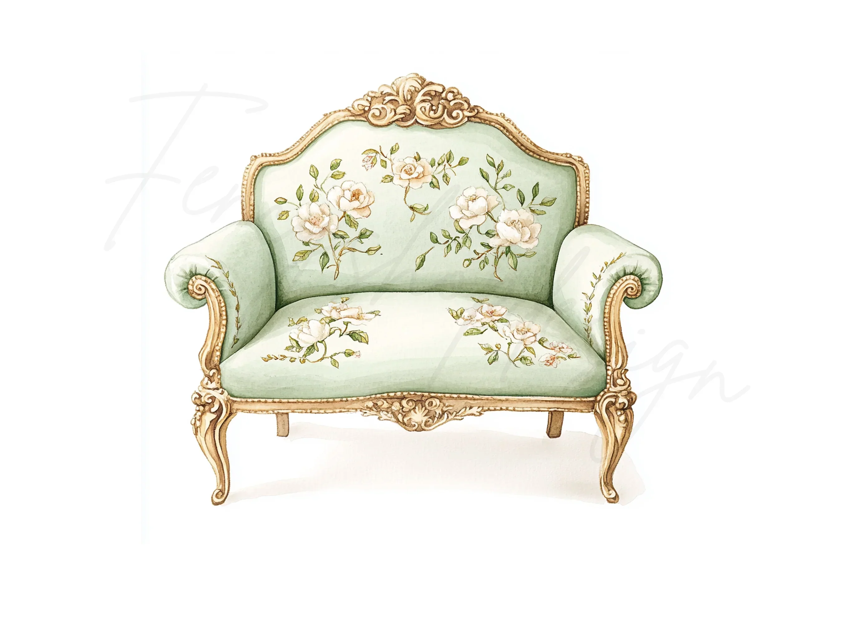 Elegant Mint Green Armchairs Clipart Bundle - Image 2