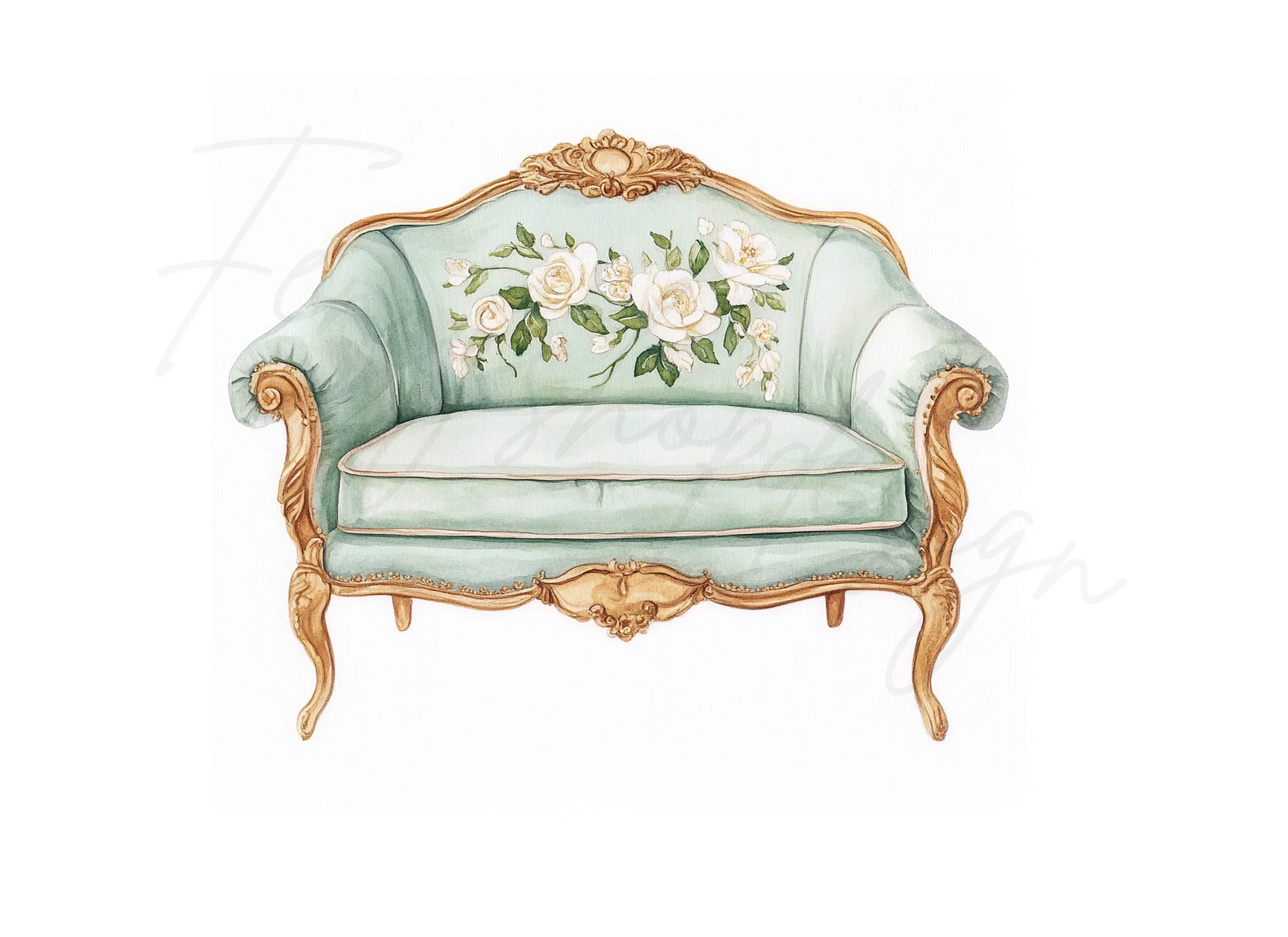 Elegant Mint Green Armchairs Clipart Bundle - Image 3