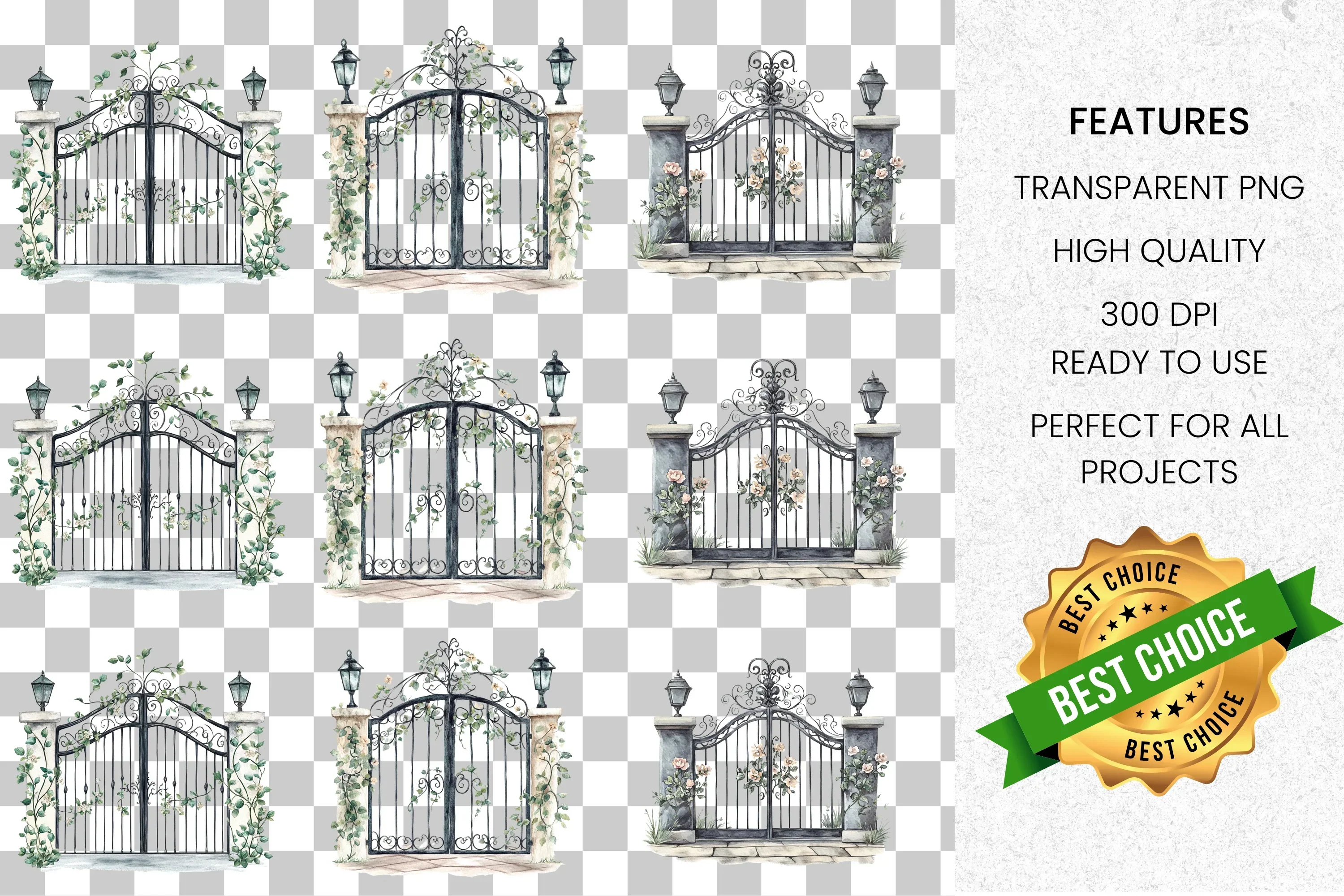 Elegant Ornate Gates Clipart Bundle - Image 2