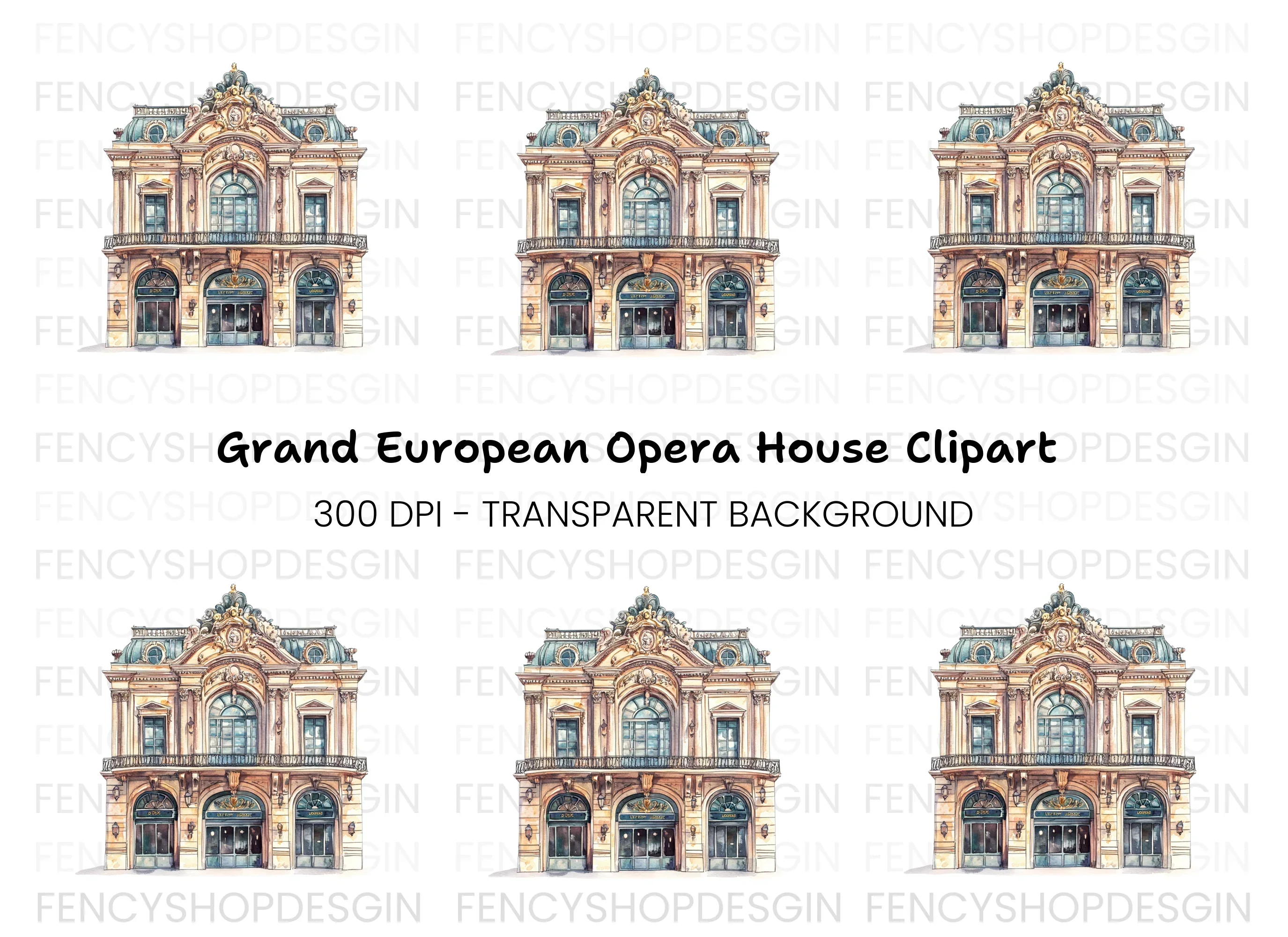 Elegant Parisian Building Clipart Bundle