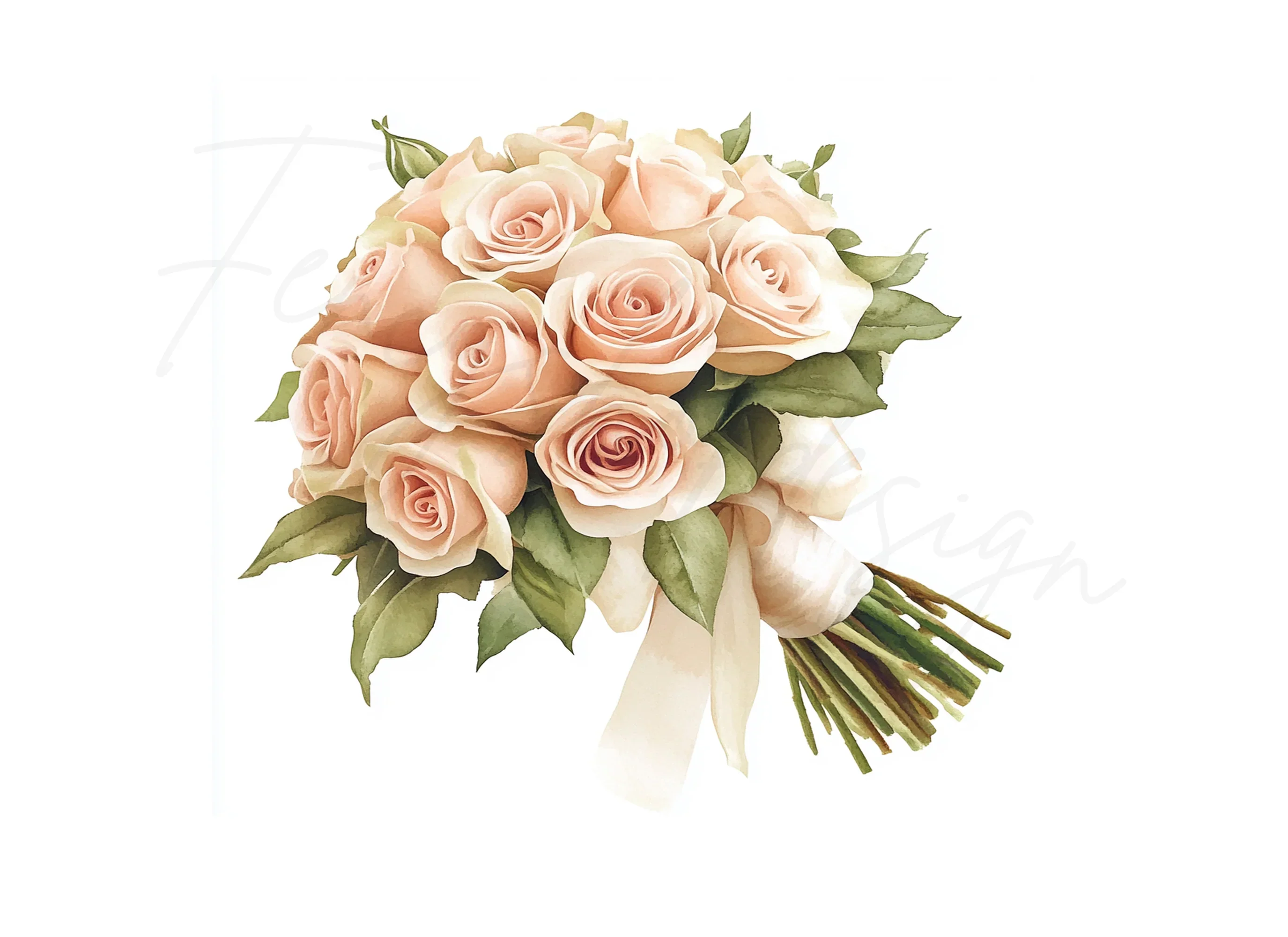 Elegant Peach Rose Bouquets Clipart Bundle - Image 3