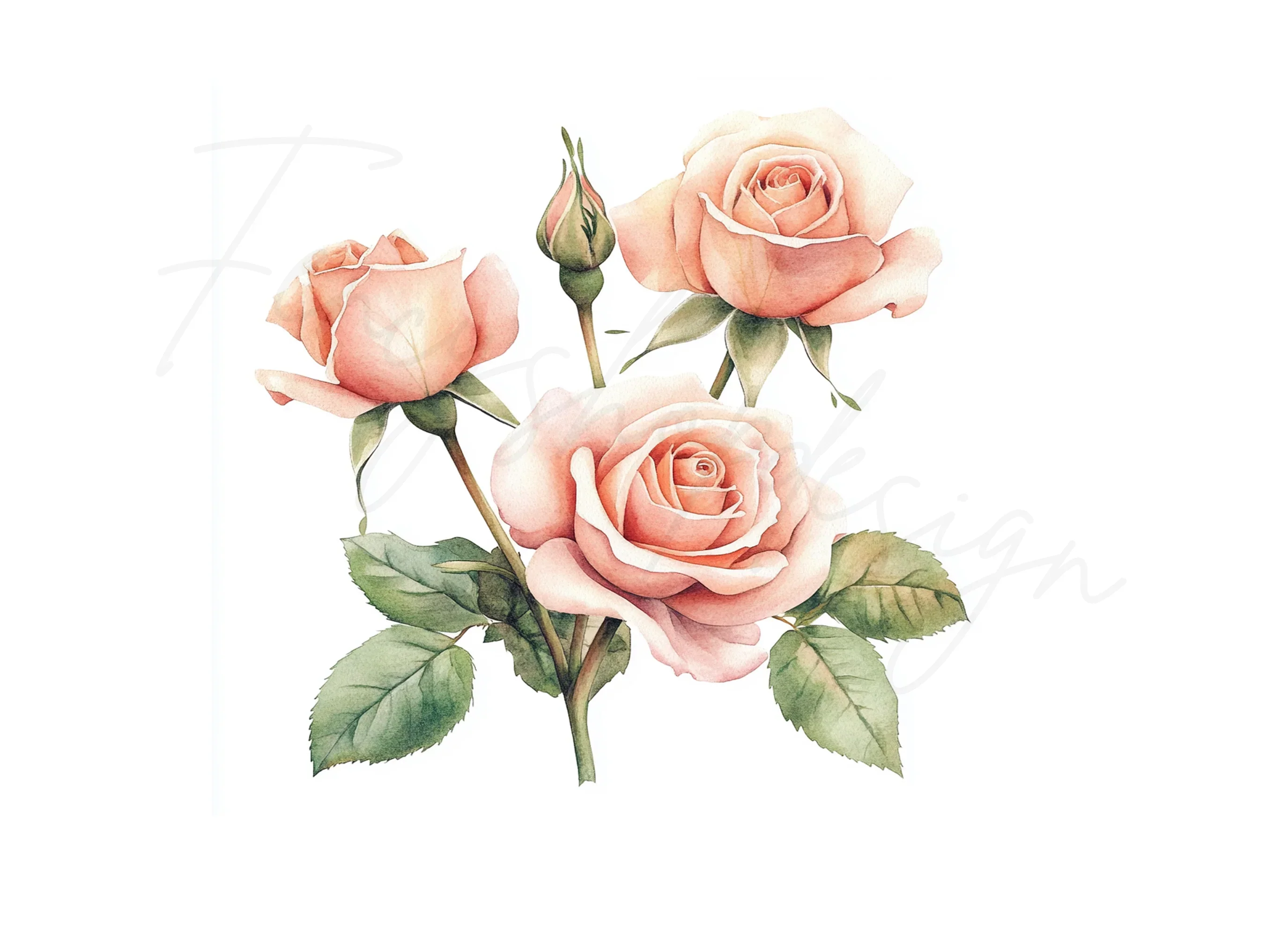 Elegant Peach Rose Clipart Bundle - Image 3