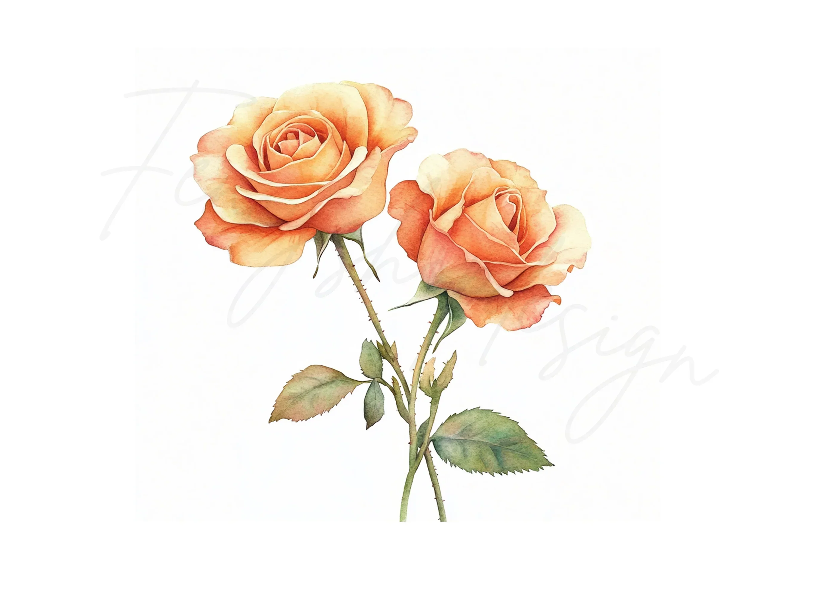 Elegant Peach Rose Clipart Bundle - Image 3