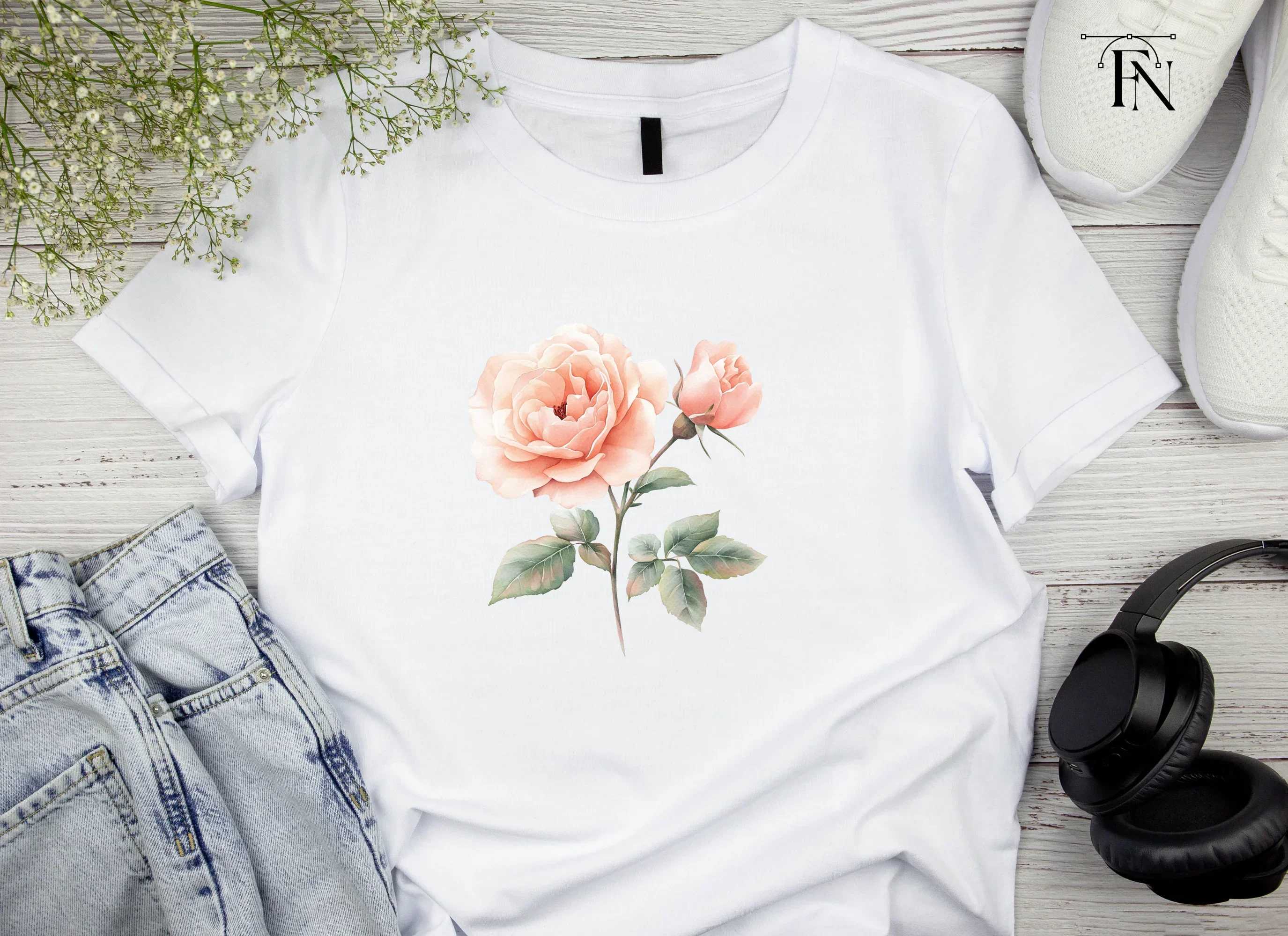 Elegant Peach Rose Illustration Clipart Bundle - Image 5