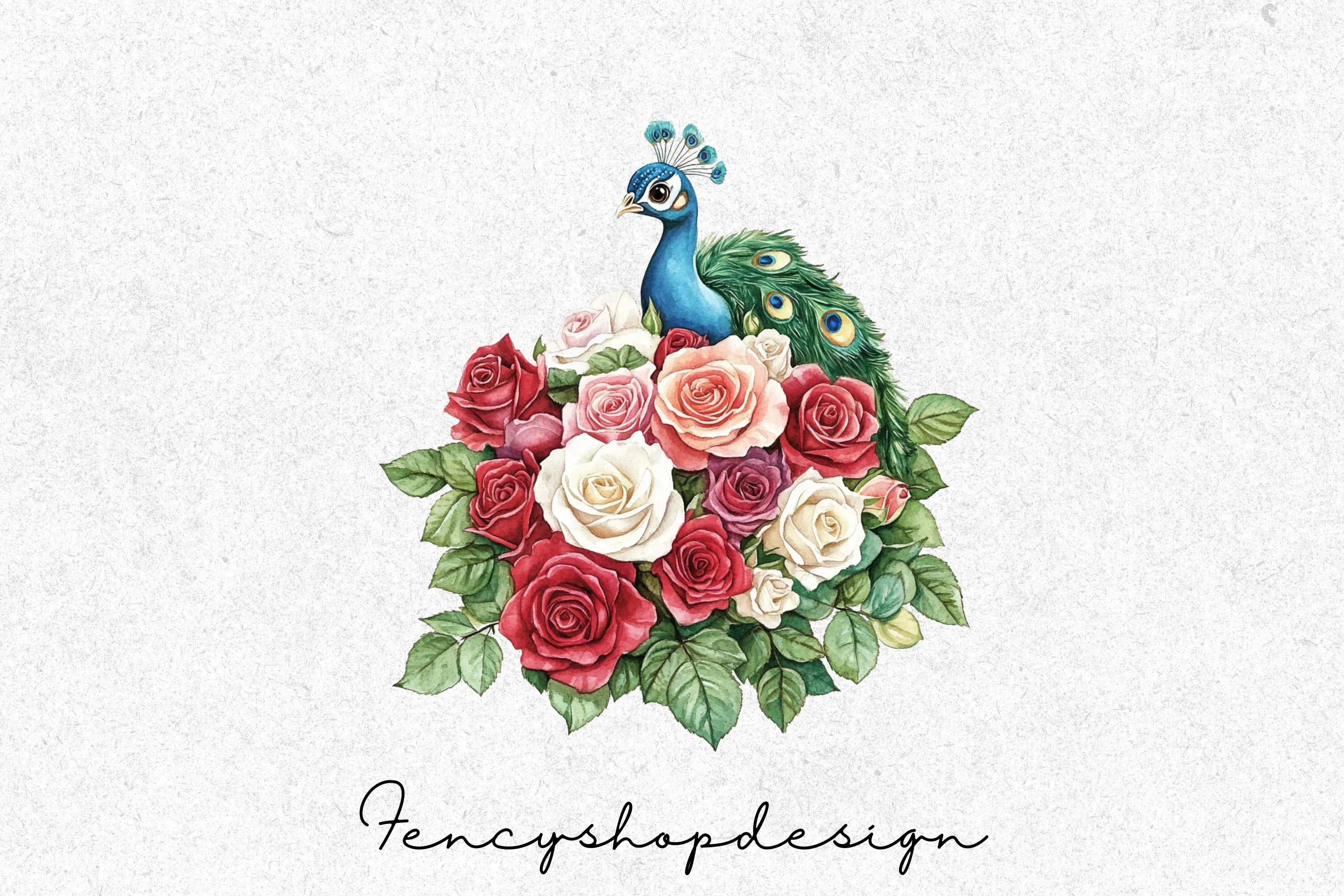 Elegant Peacock and Floral Clipart Bundle - Image 4