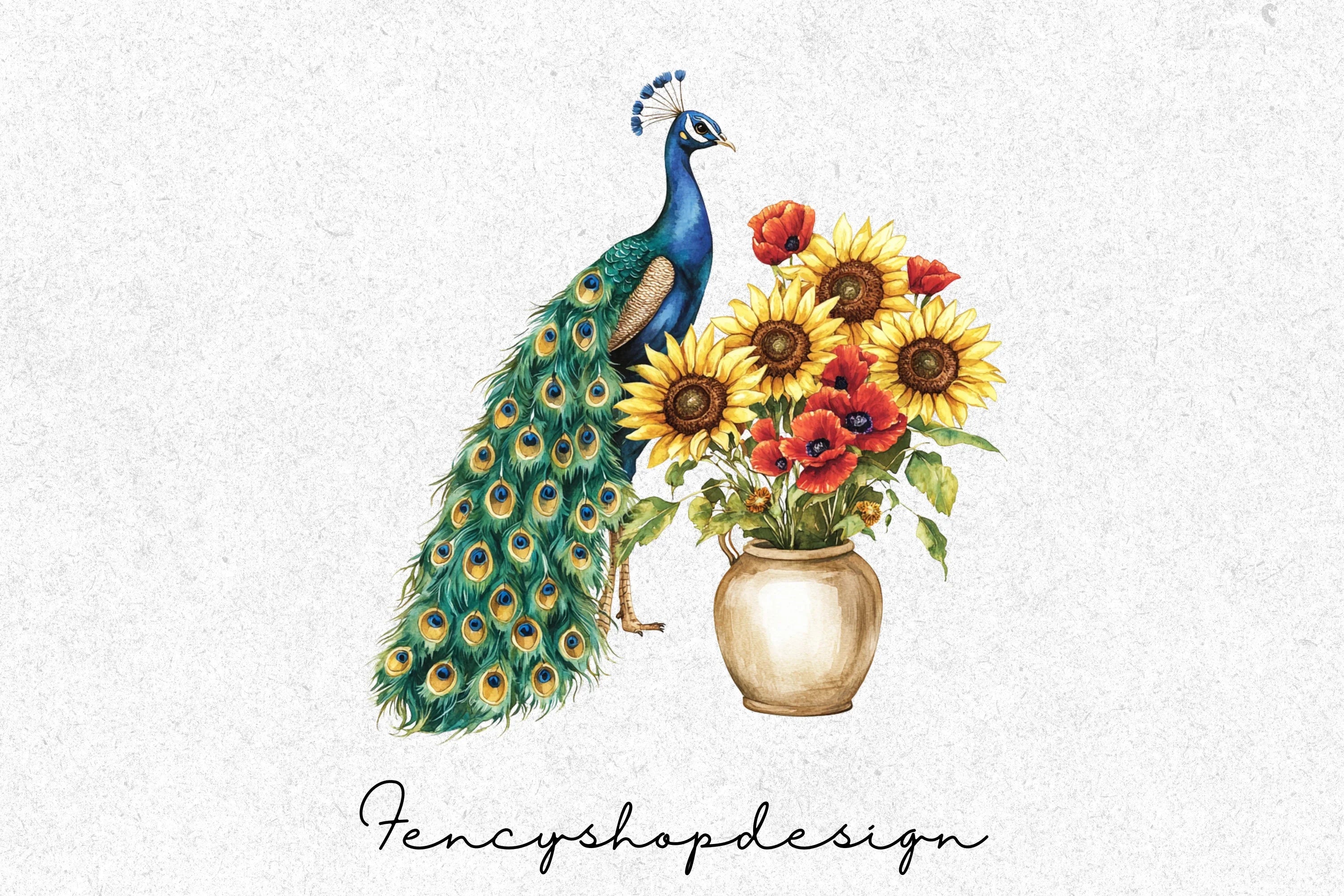 Elegant Peacock and Floral Clipart Bundle - Image 5