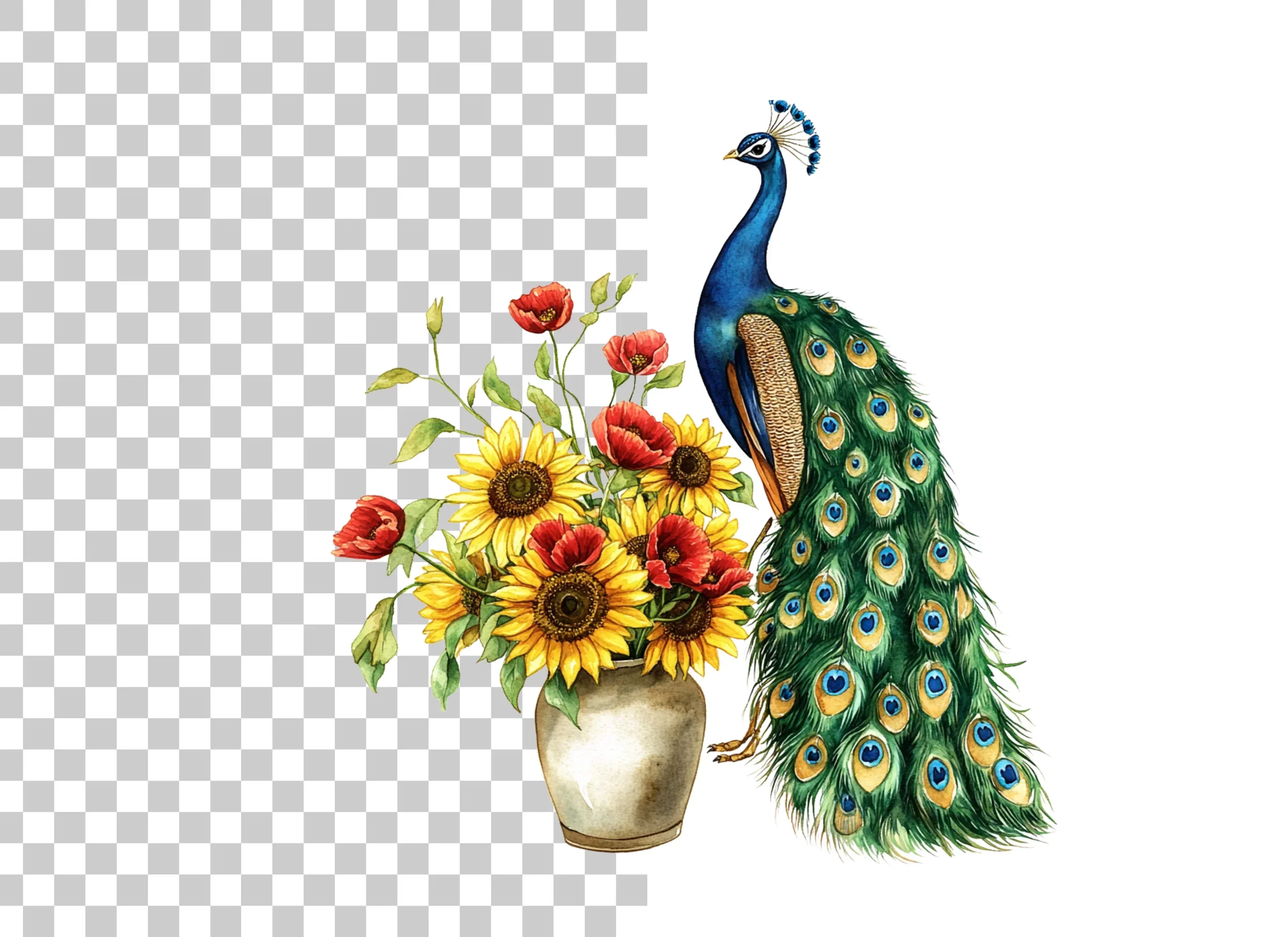 Elegant Peacock and Sunflower Clipart Bundle - Image 2