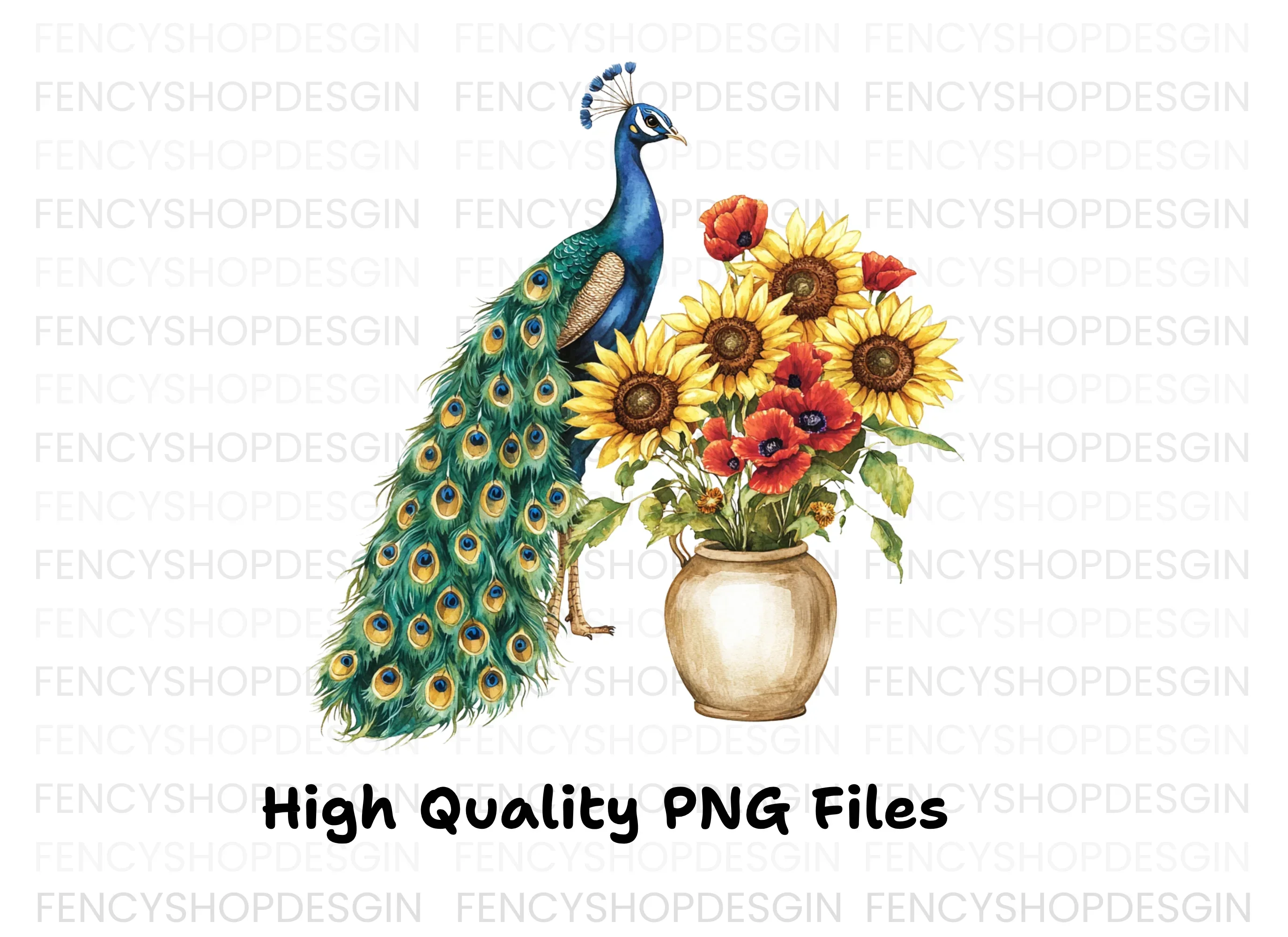 Elegant Peacock and Sunflower Clipart Bundle - Image 3