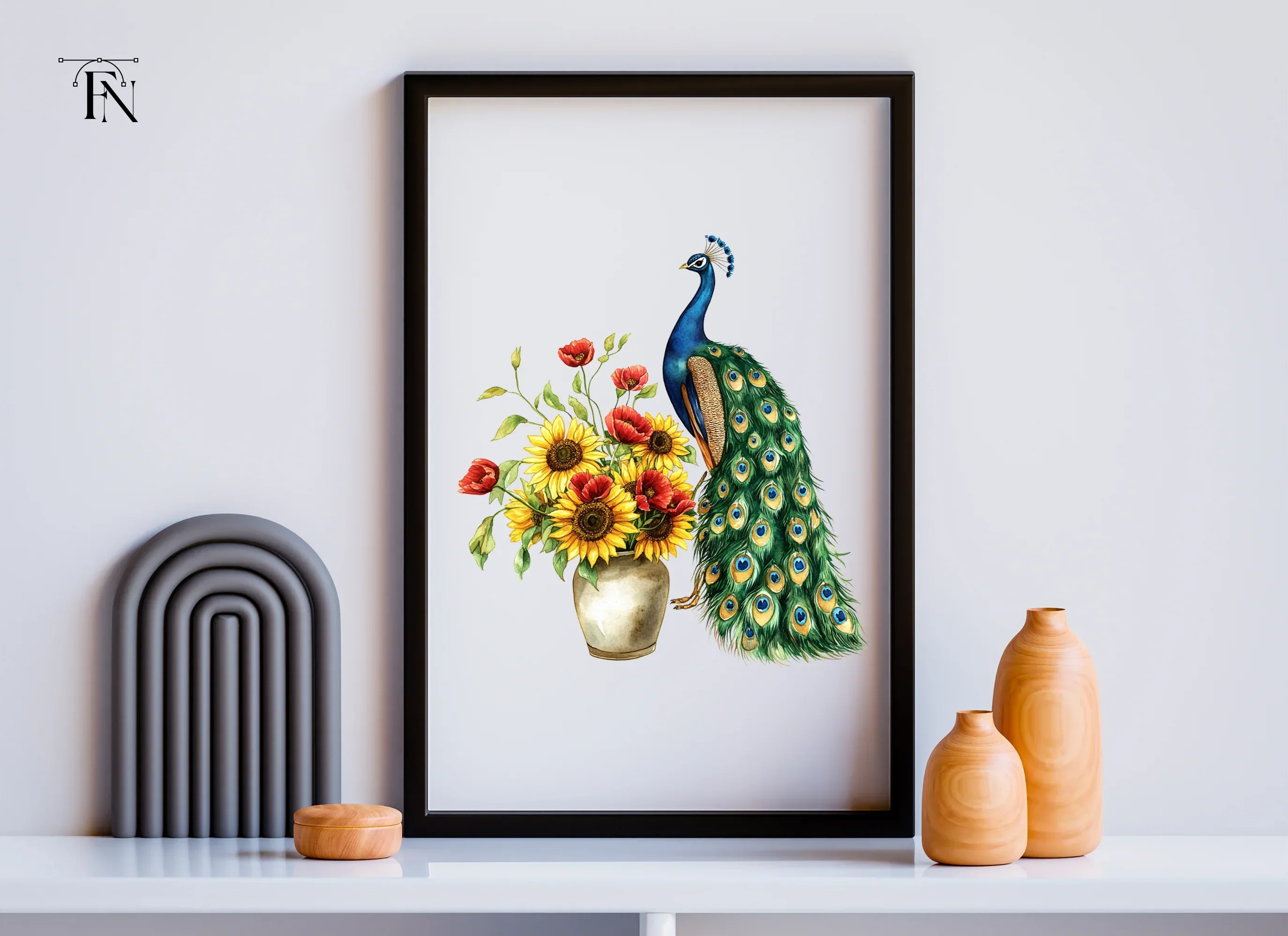 Elegant Peacock and Sunflower Clipart Bundle - Image 6